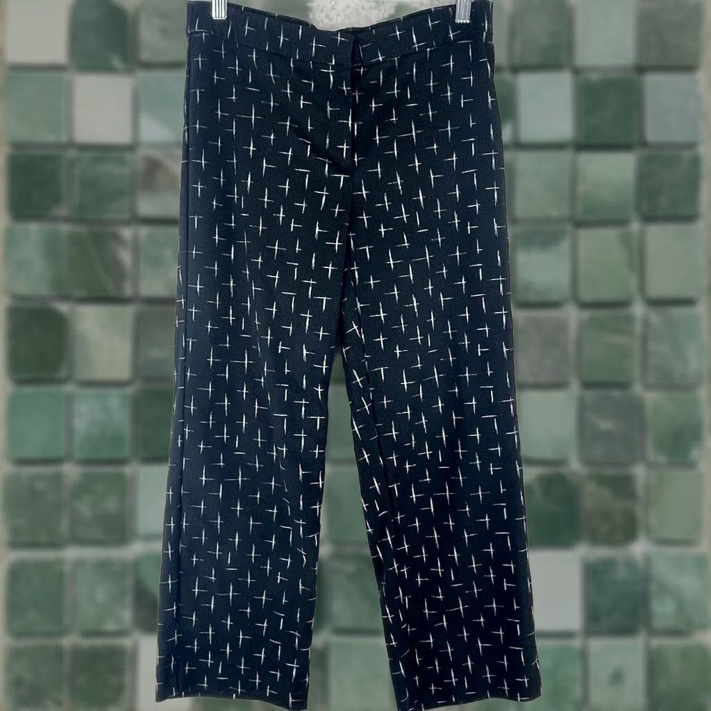 J. Jill J. Jill Black Print Flat Front Cropped Pants Womens Size 6 Geometric Cropped Straight Leg Casual Ready-to-Wear Women’s Pants Size 28" / US 6 / IT 42 - 1 Thumbnail