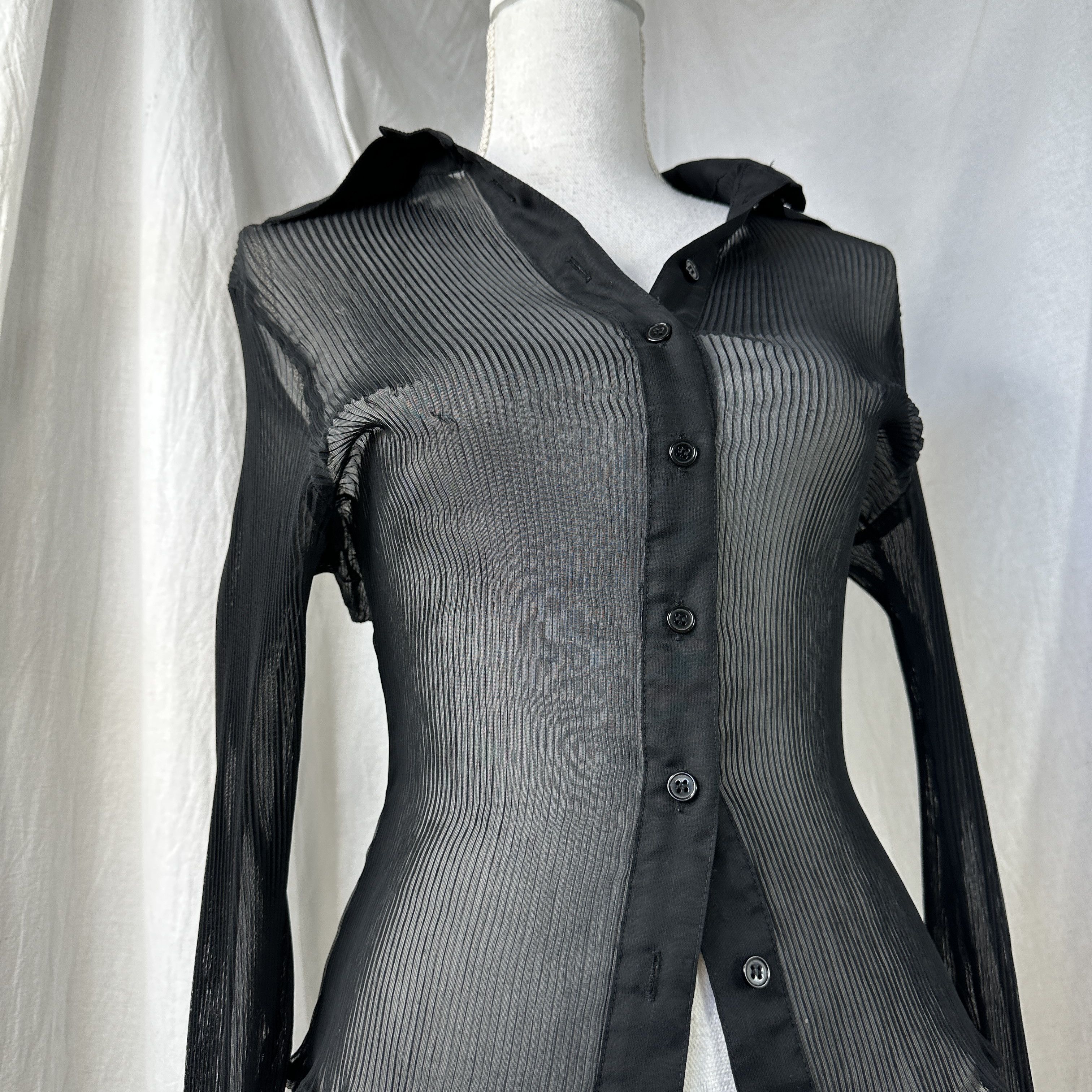 Vintage Vintage Avant Garde Opium Grunge Pleated Shirt 00s Size M / US 6-8 / IT 42-44 - 4 Thumbnail