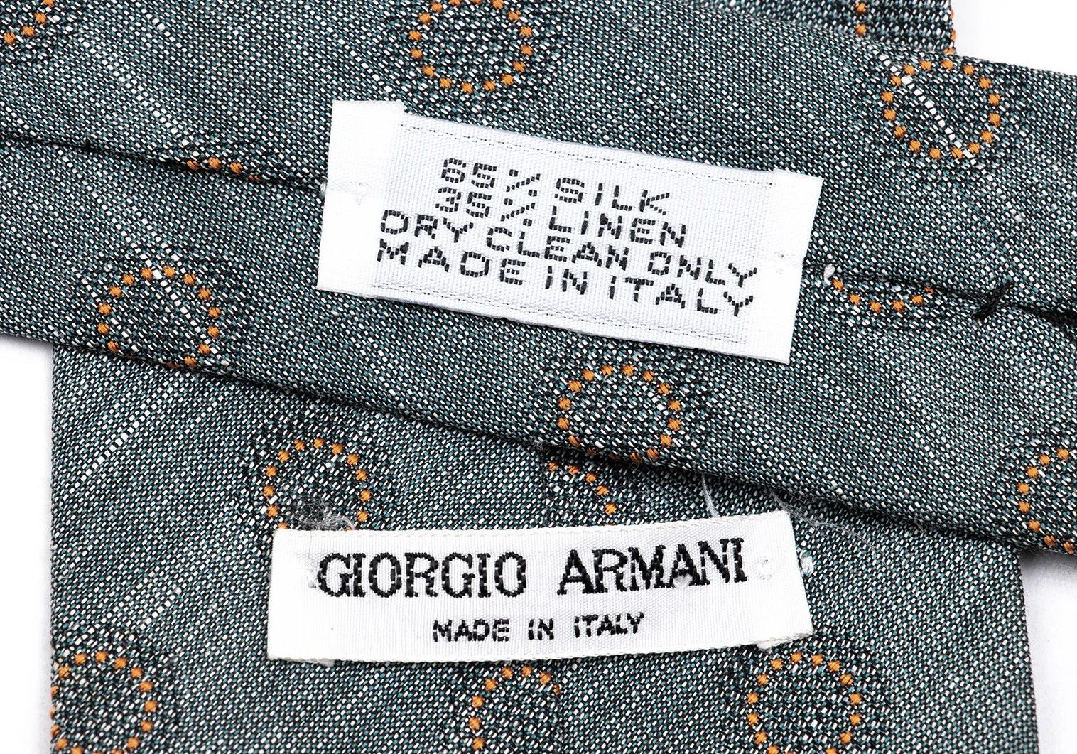 Armani Collezioni Silk Linen Polka Dot Jacquard Tie in Blue and Orange Size ONE SIZE - 7 Thumbnail