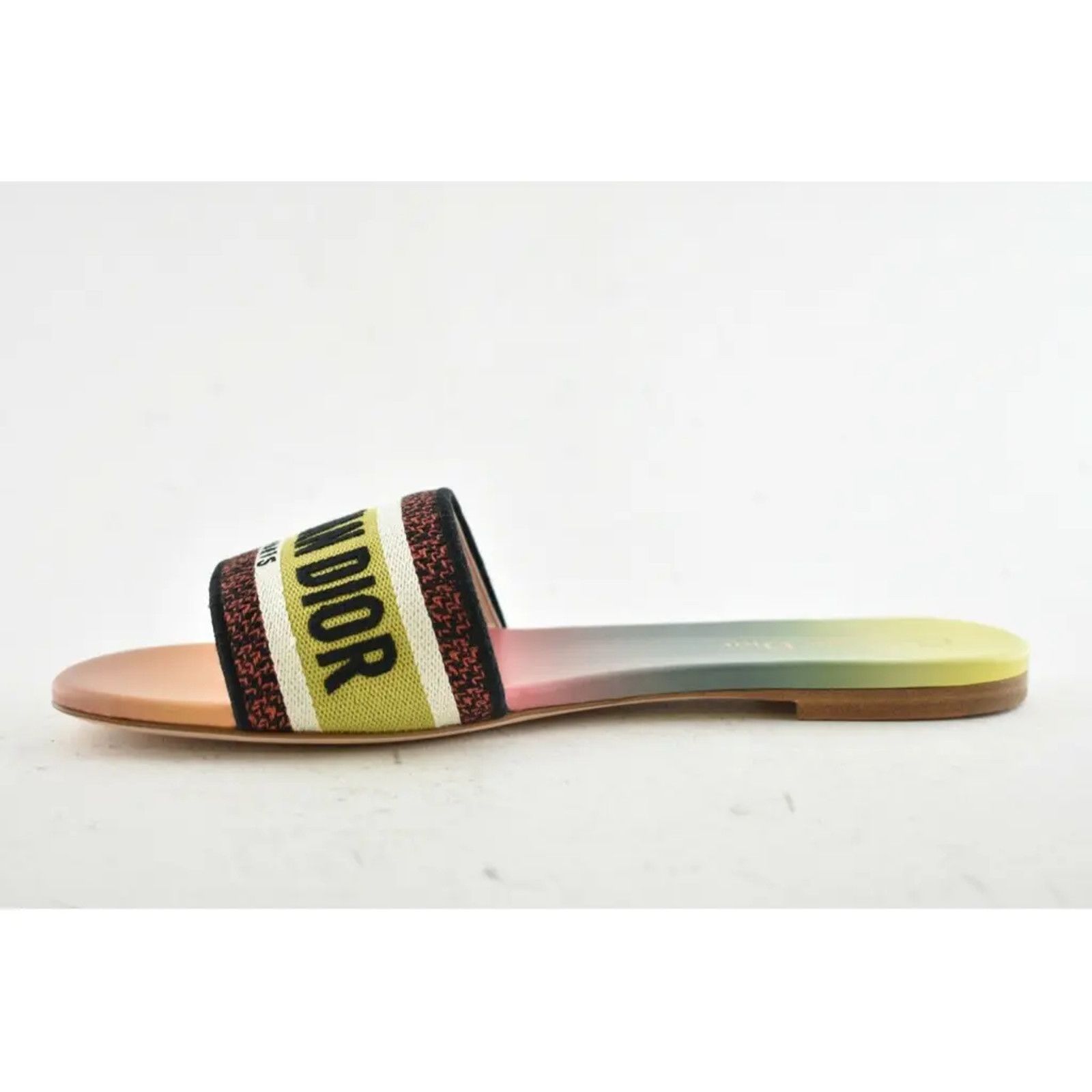 Dior Dway Multicolor Embroidered Logo Slide Flat Sandal 41 Size US 11 / IT 41 - 9 Thumbnail