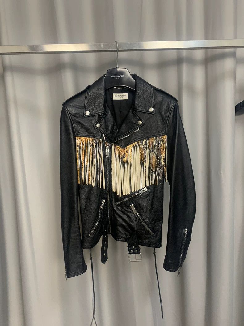 Saint Laurent Paris Saint Laurent Paris 2016SS Snake pattern fringed leather j Size US S / EU 44-46 / 1 - 1 Thumbnail