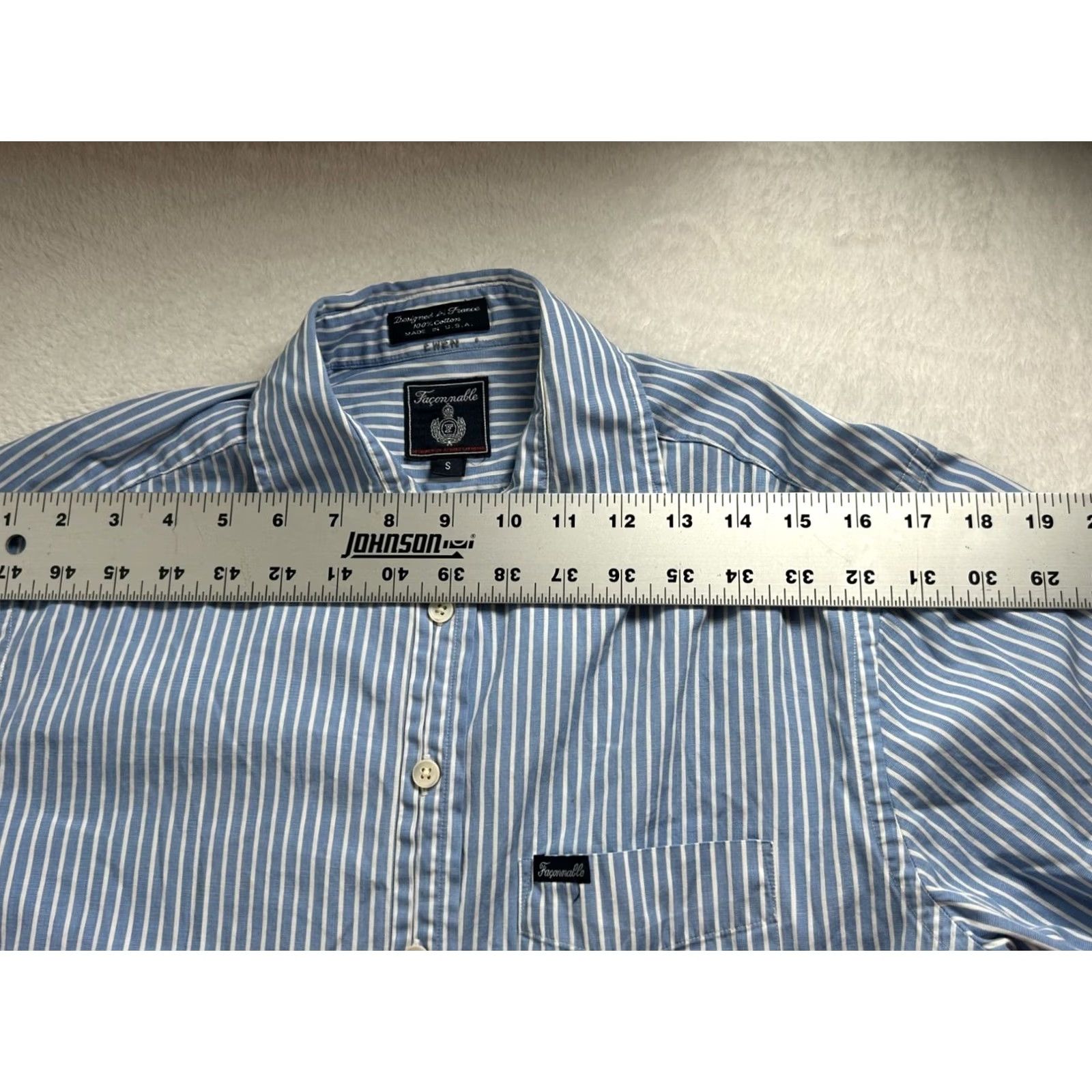 Faconnable Faconnable Womens Blue White Striped Button-Up Shirt Small Cotton Casual USA Size S / US 4 / IT 40 - 6 Thumbnail