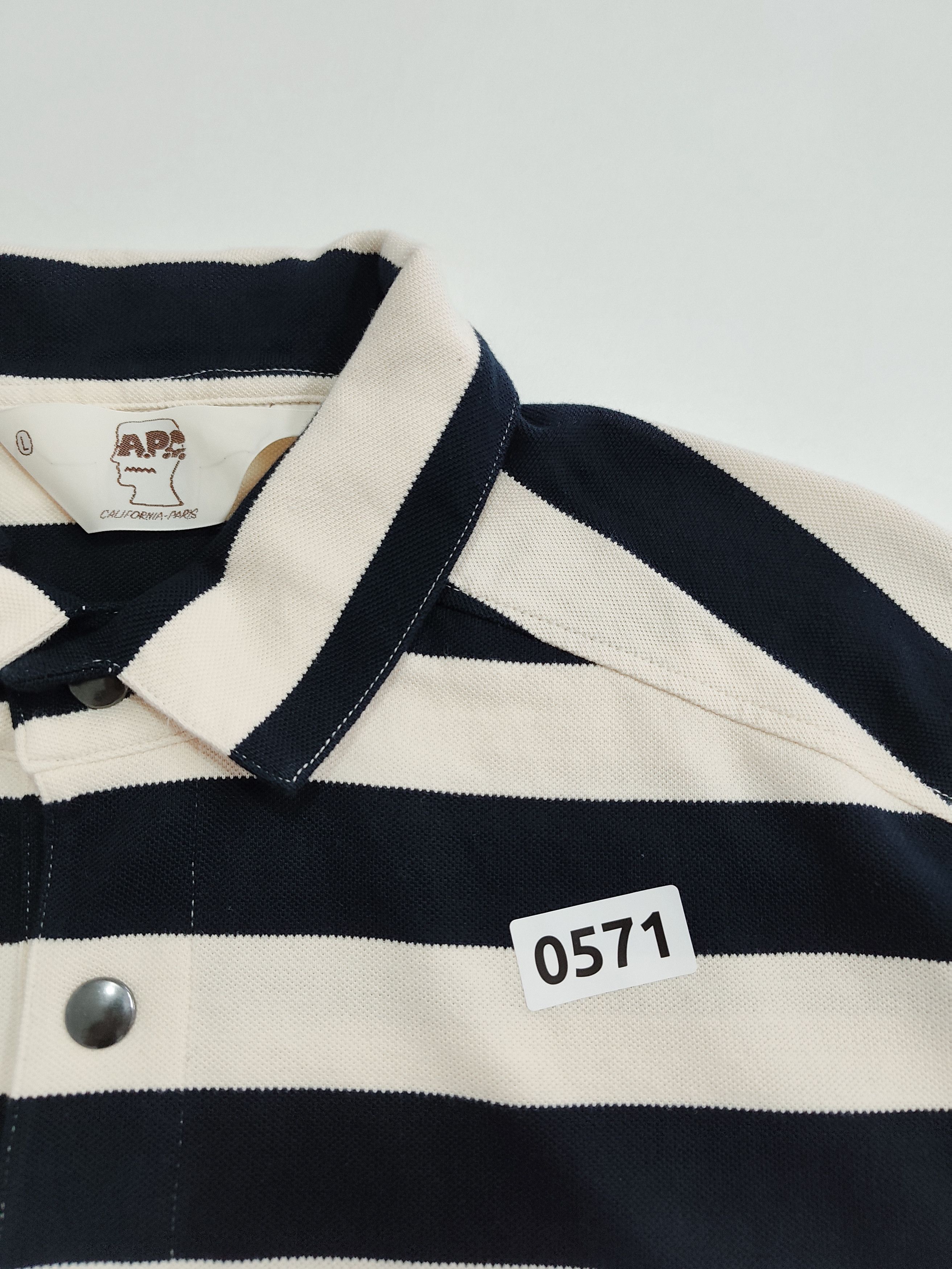 Brain Dead Brain dead x A.P.C. "Striped Pique Polo" Size US L / EU 52-54 / 3 - 8 Thumbnail