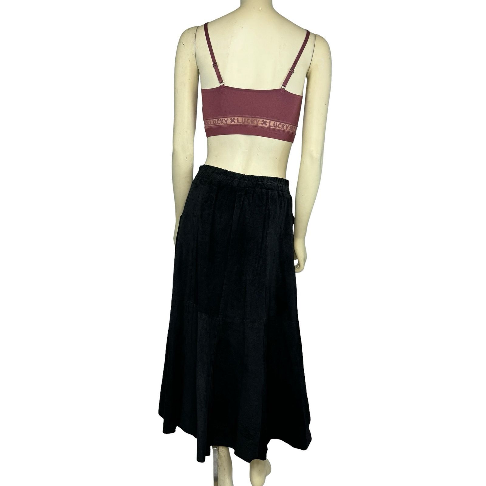 VTG Saks Fifth Avenue Patchwork Suede leather maxi Skirt L