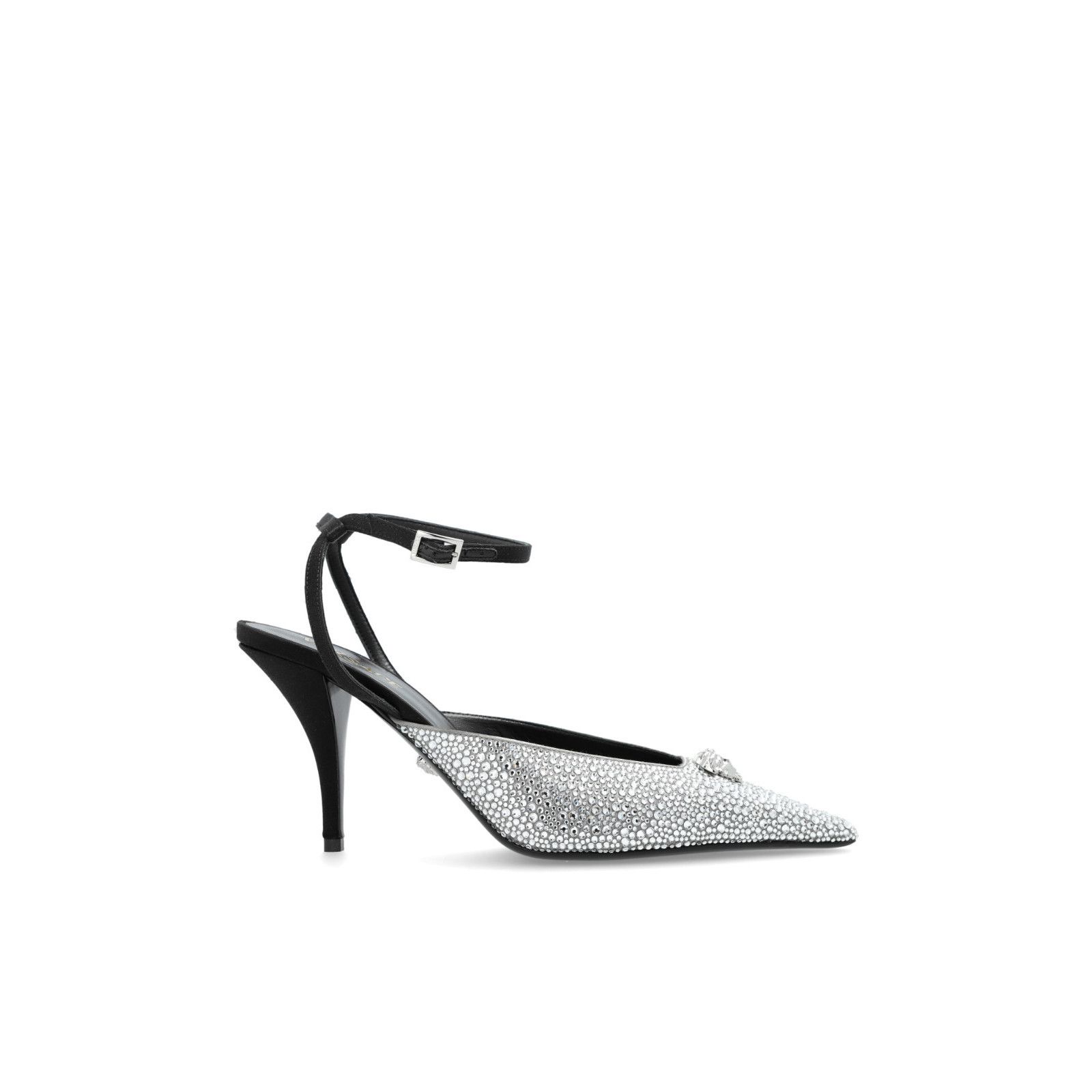 VERSACE Women's Silver Heeled Shoes With Shimmering Sequins
