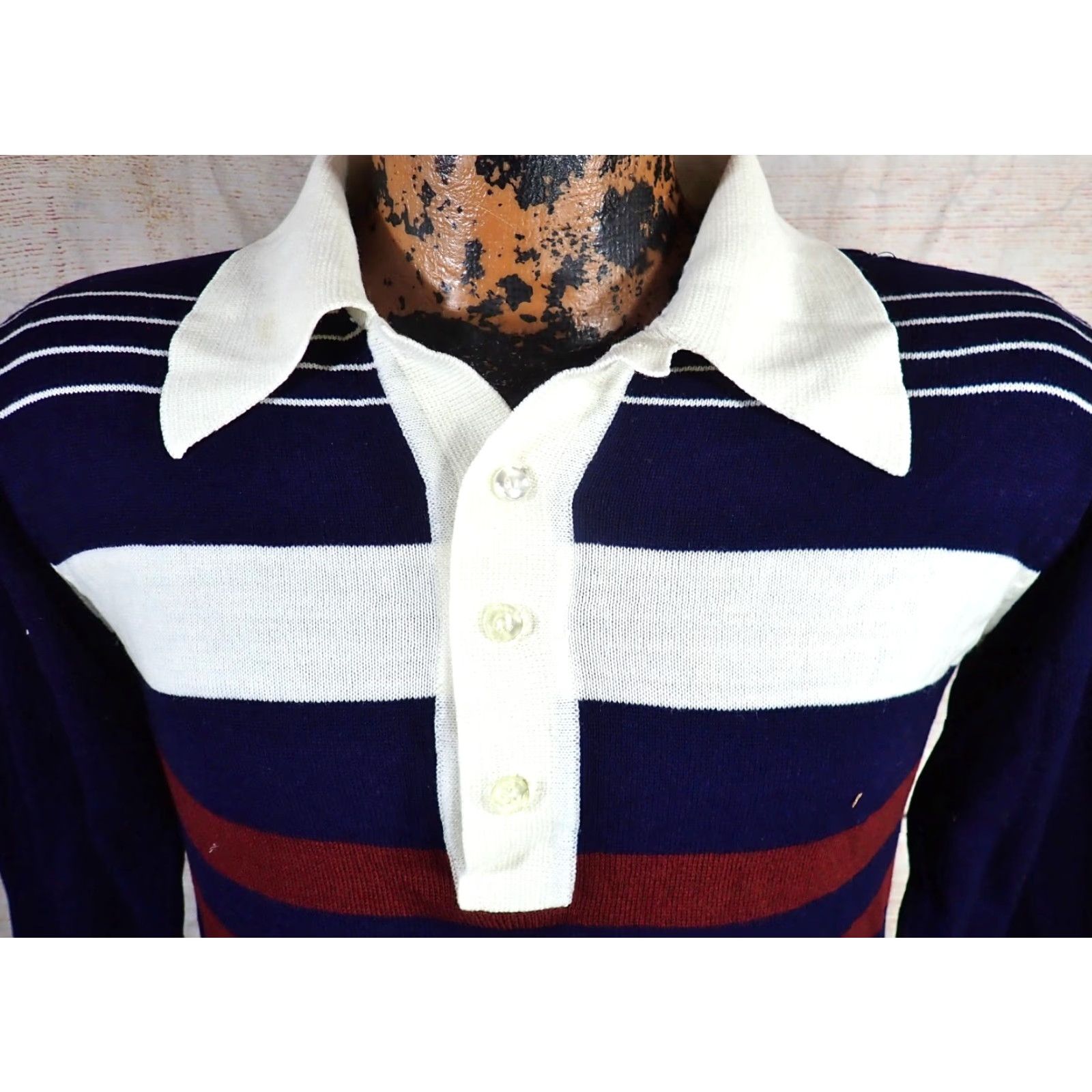 Arrow VINTAGE Arrow Polo Shirt NAVY GOLF Casual Men’s Small S Navy Burgundy White Stripes 80s Polo Shirt Mens Navy White Burgundy 80s Arrow Golf Shirt Size US S / EU 44-46 / 1 - 2 Thumbnail