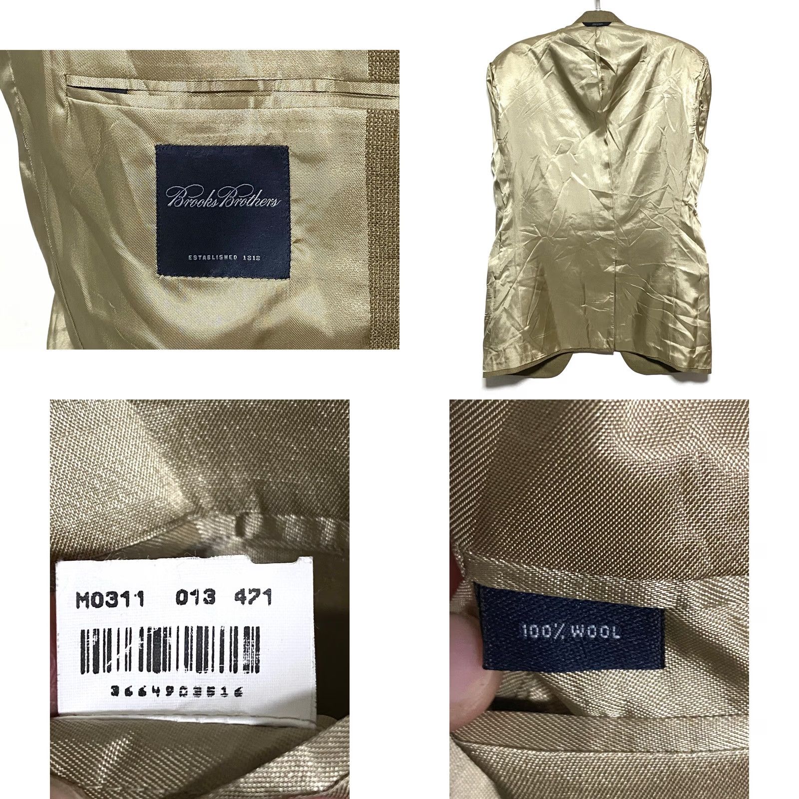 Brooks Brothers Brooks Brothers Wool Blazer Suit Jacket Mens 40 Regular Tan Notch Lapel Single-Breasted 2-Button Formal Career Business Jacket Coat Size 40R - 8 Thumbnail