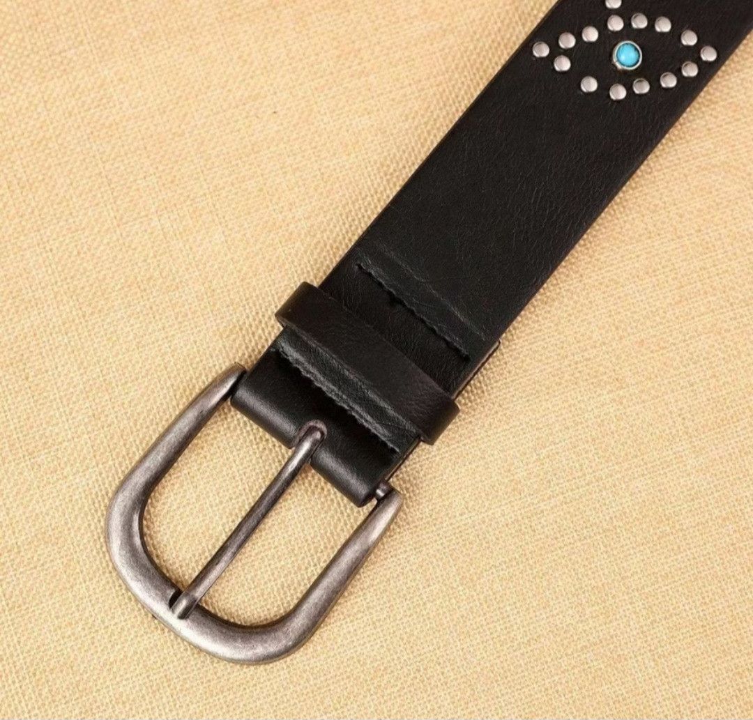 Harajuku Japanese motorcycle style carved rivet belt
