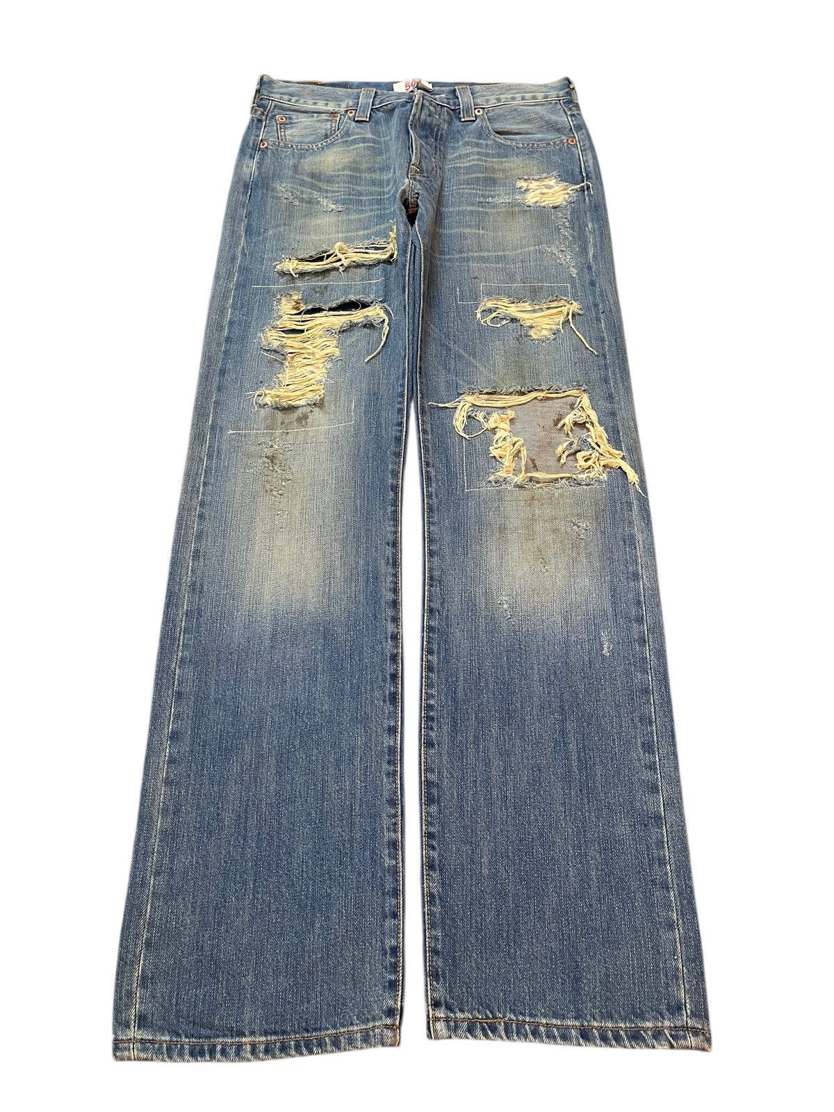 Levi's Vintage Levis 501 Mud Wash Distressed Destroyed Loose Jeans Size US 30 / EU 46 - 1 Thumbnail