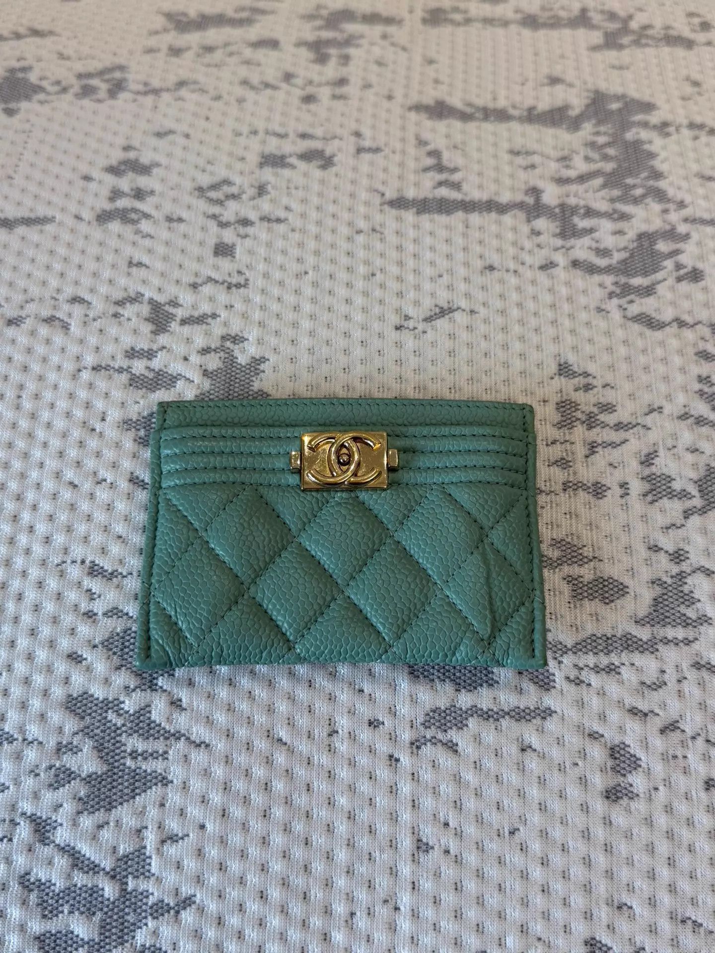 Chanel CHANEL Quilted Litchi Calf Wallet Blue 10x7.5cm Size ONE SIZE - 1 Thumbnail