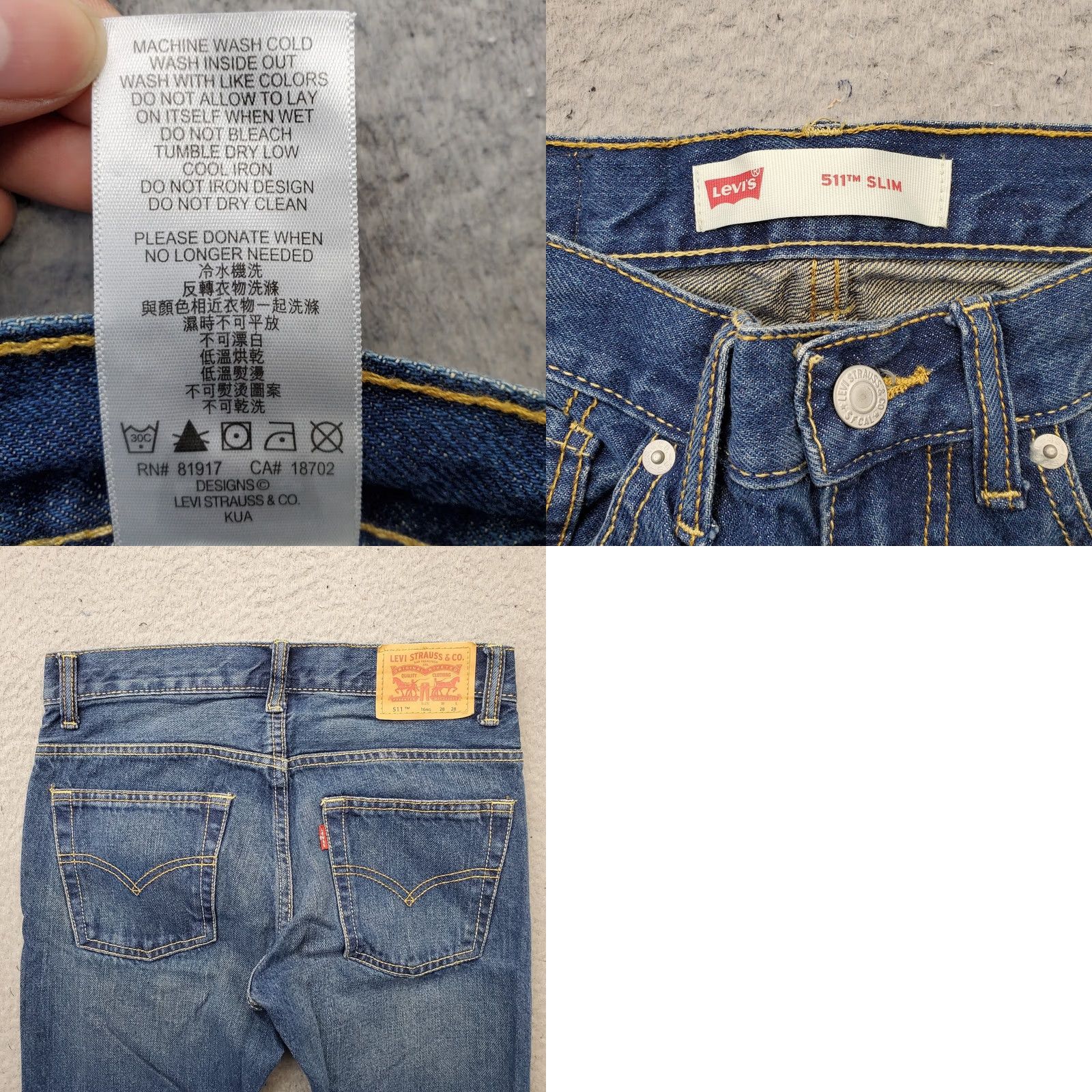 Levi's Levi's 511 Straight Jeans Womens Size 16 Blue Denim Stretch Regular 28" Waist 28.5" Inseam 5-Pocket Distressed? No Red Tab Vintage: No Size 38" / US 16 / IT 52 - 8 Thumbnail