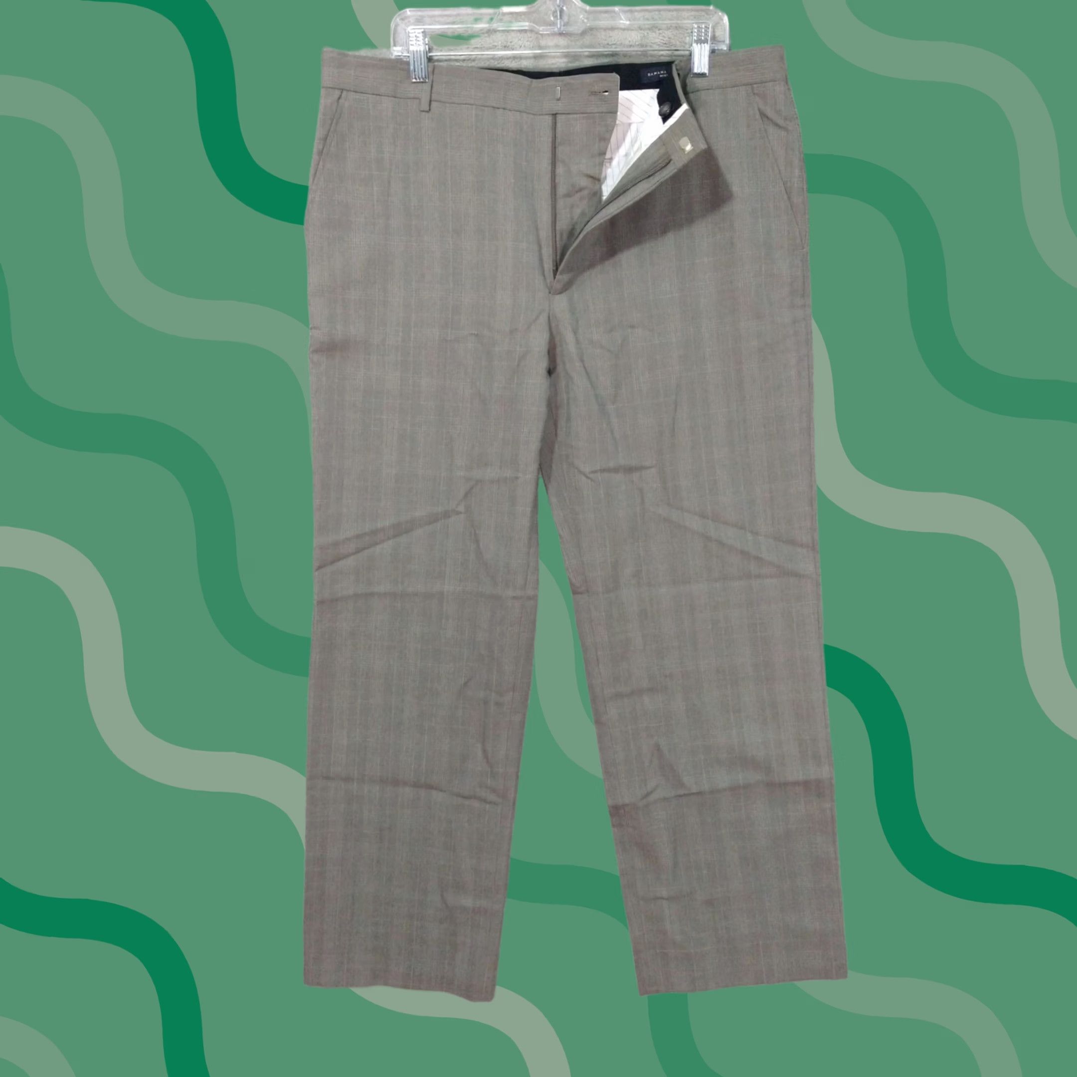 Banana Republic Banana Republic Mens Dress Pants Gray Windowpane Plaid Wool Modern Fit 36x32 Size US 36 / EU 52 - 1 Thumbnail