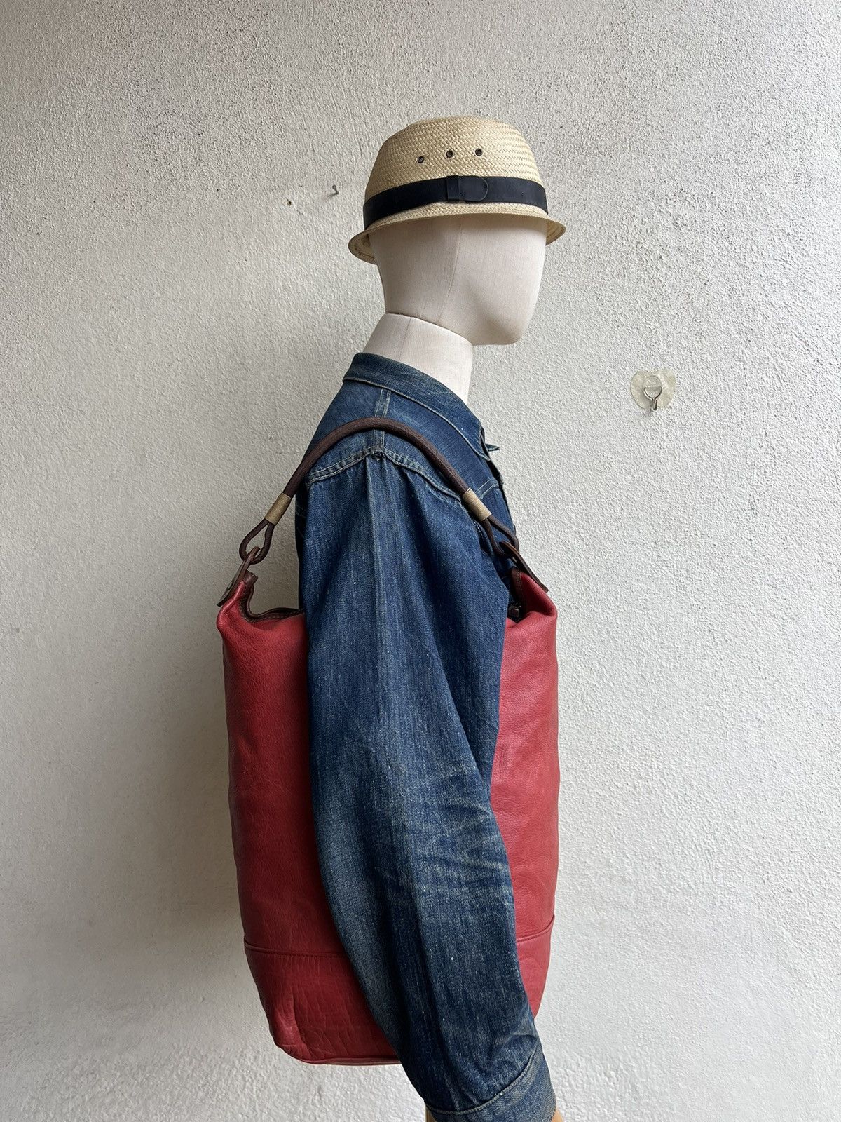 Leather Vintage CREAM Japan Fade Patina Leather Bag Japan Size ONE SIZE - 1 Thumbnail