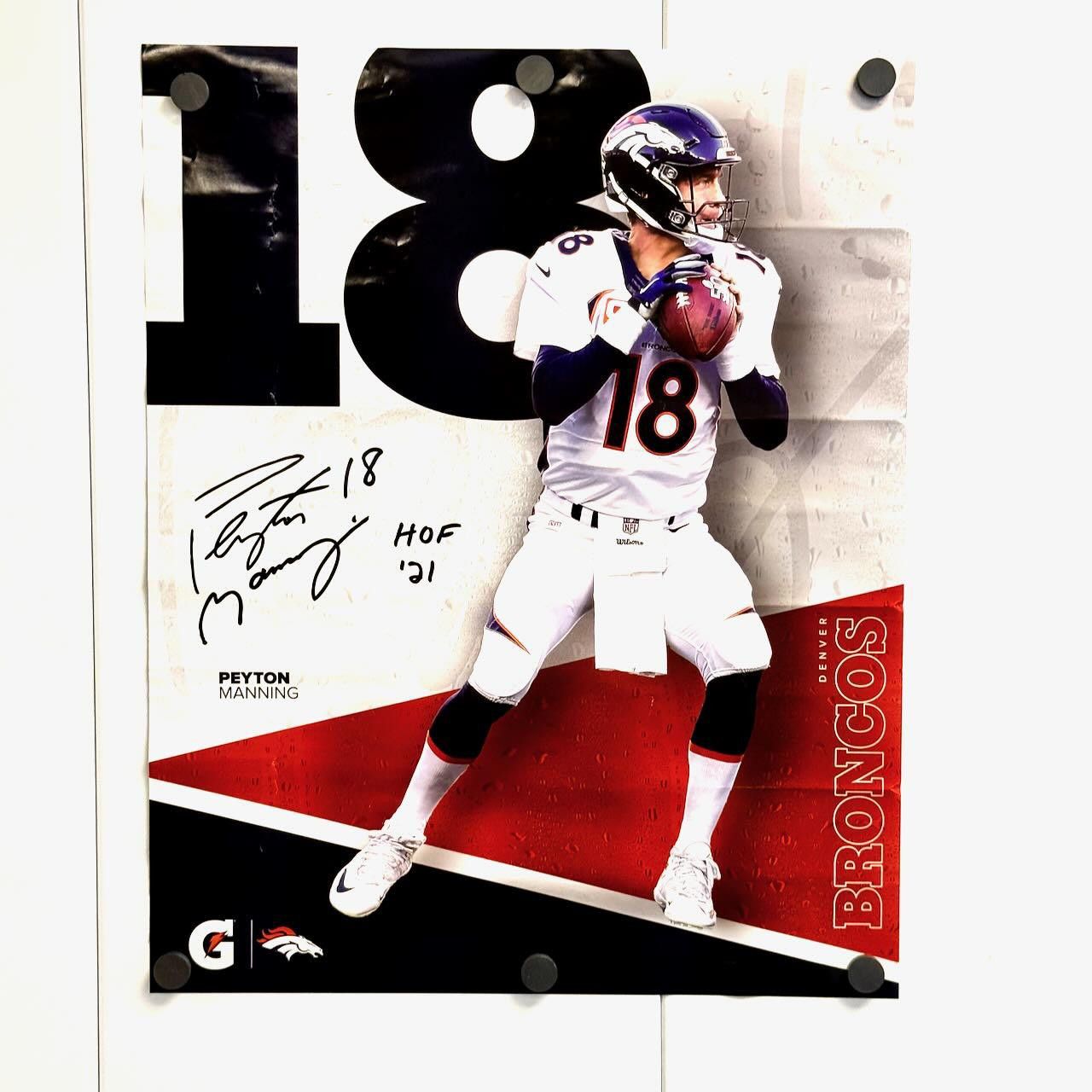 Designer Peyton Manning Denver Broncos Poster HOF '21 HOF 16" x 20" Size ONE SIZE - 1 Thumbnail