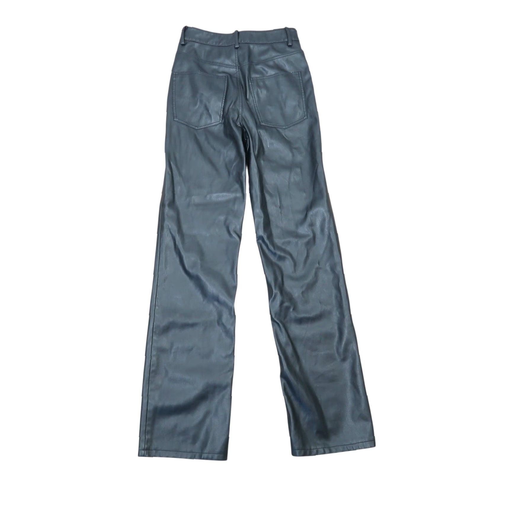 Zara Zara Black Faux Leather High Rise Straight Wide Leg Pants Size 2 Women Size 26" / US 2 / IT 38 - 3 Thumbnail