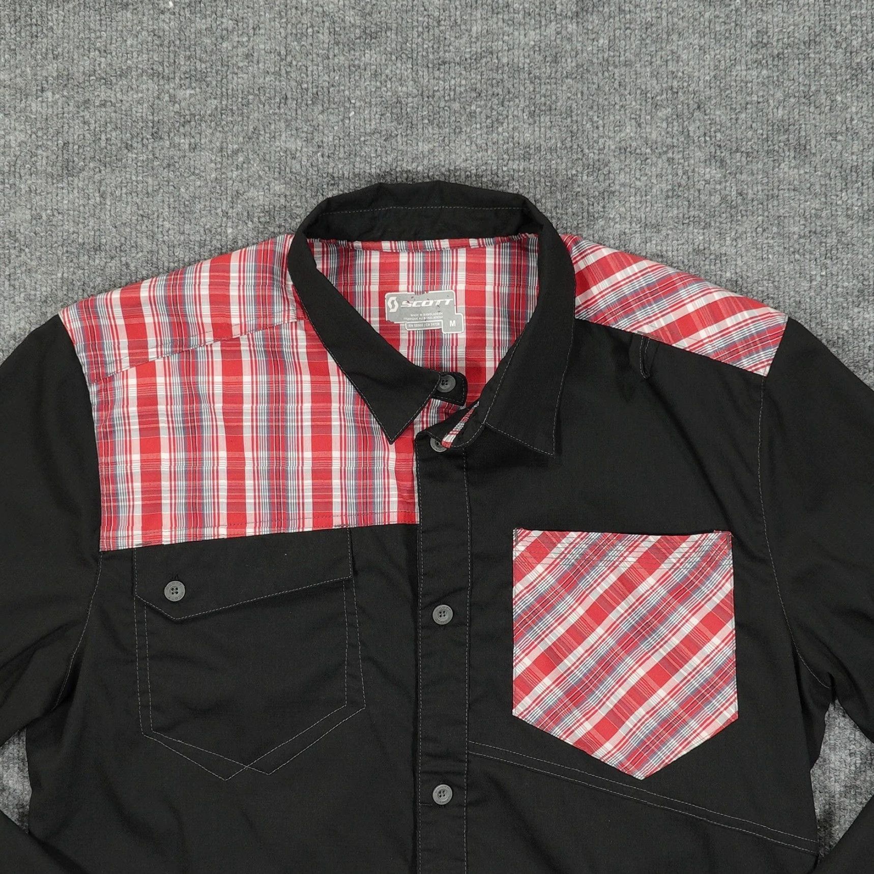Vintage Scott Sports Shirt Mens Medium Black Red Plaid Western Yoke Button-Down Casual Shirt Size US M / EU 48-50 / 2 - 3 Thumbnail