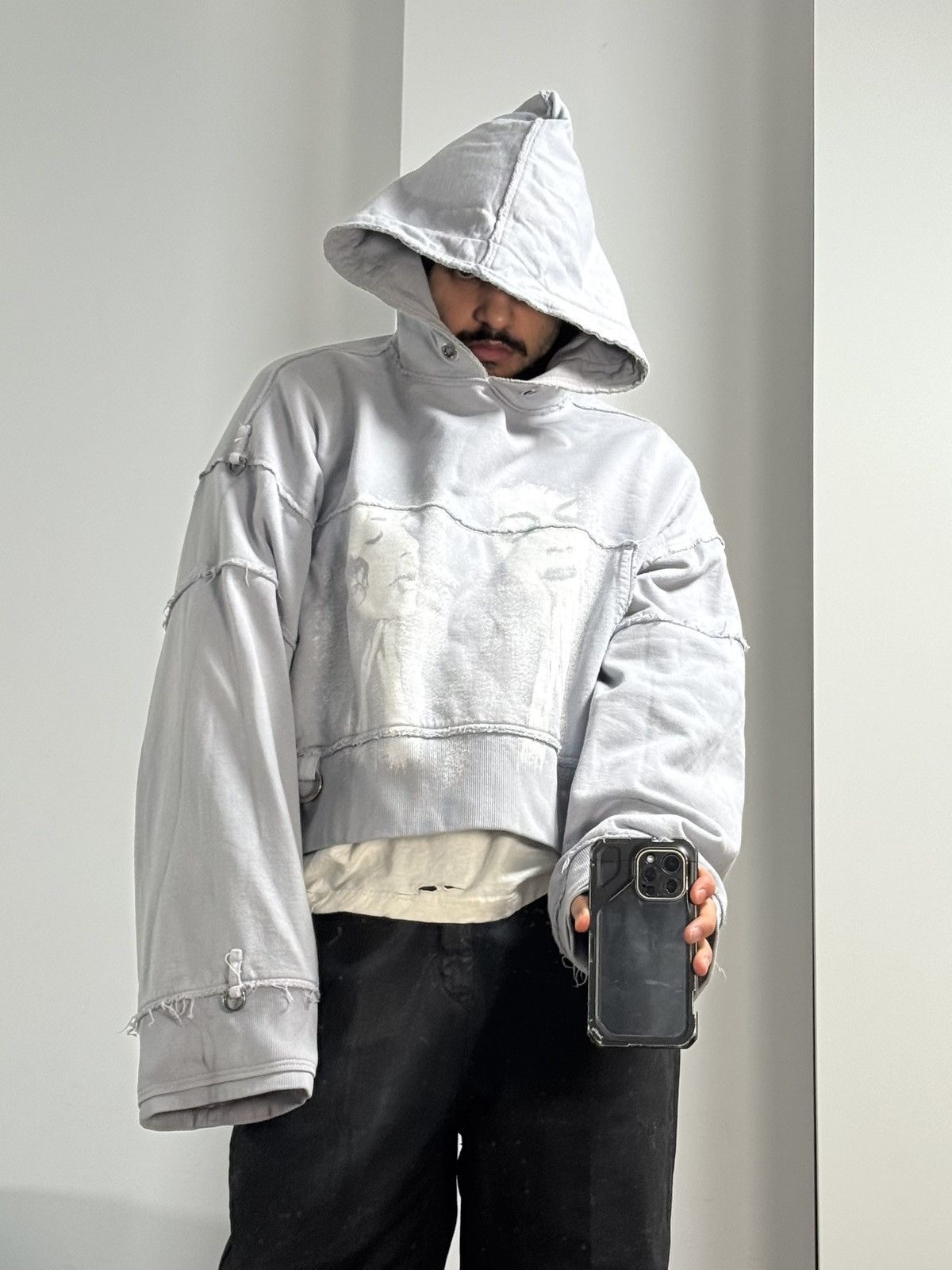 SHINE LUXURY RARE “MARTYR LOREM” Cropped Bondage Hoodie - Light Lavander Size US L / EU 52-54 / 3 - 8 Thumbnail