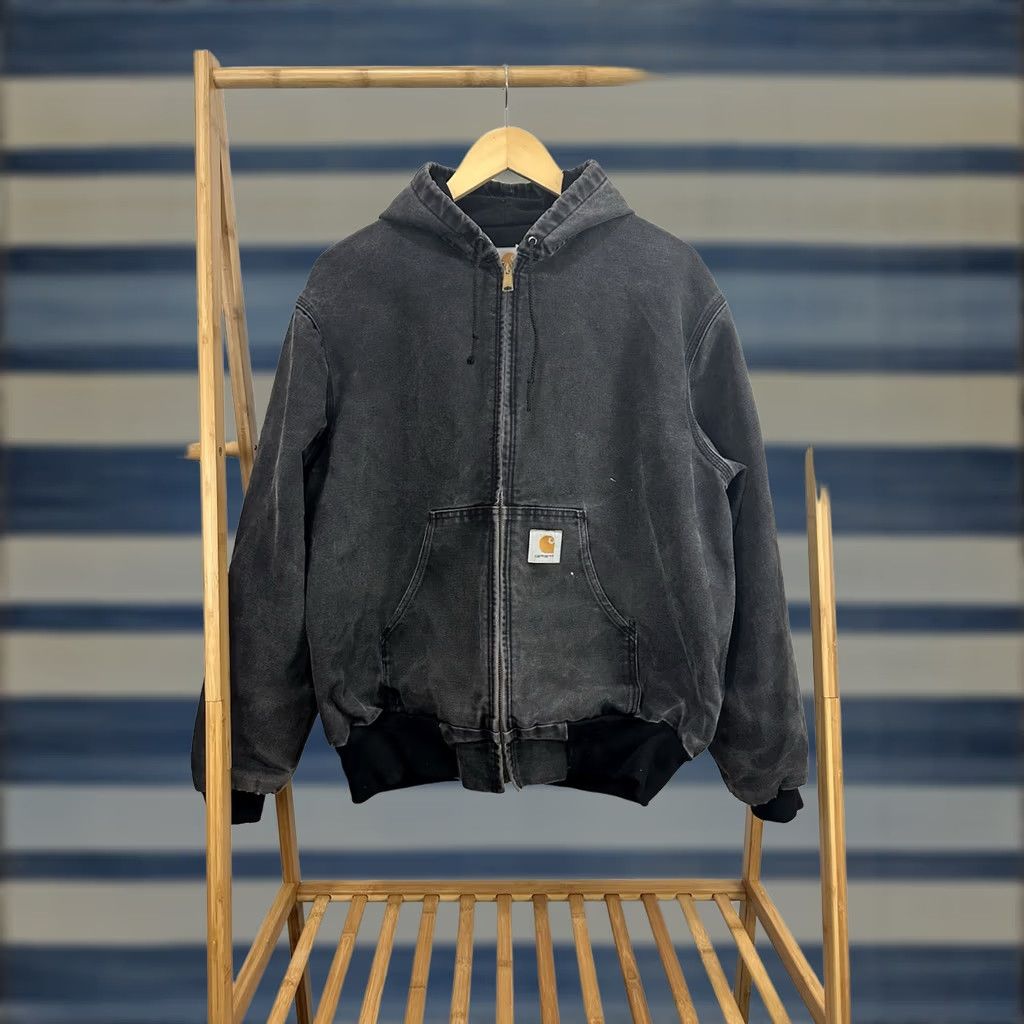 Carhartt × Vintage Vintage 90s Carhartt J140 Faded Black Hooded
