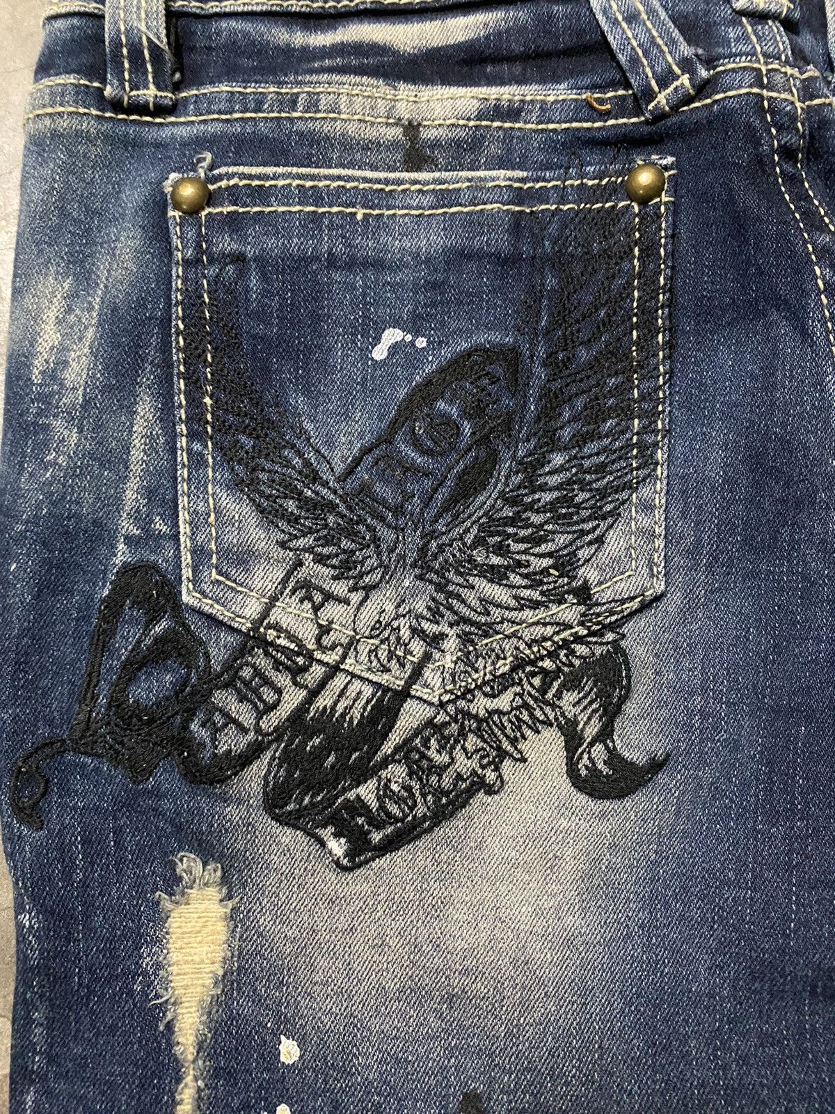 Hysteric Glamour × Japanese Brand Flare Jeans Maraxia Japan Asid Wash Denim p77 Size 29" - 6 Thumbnail