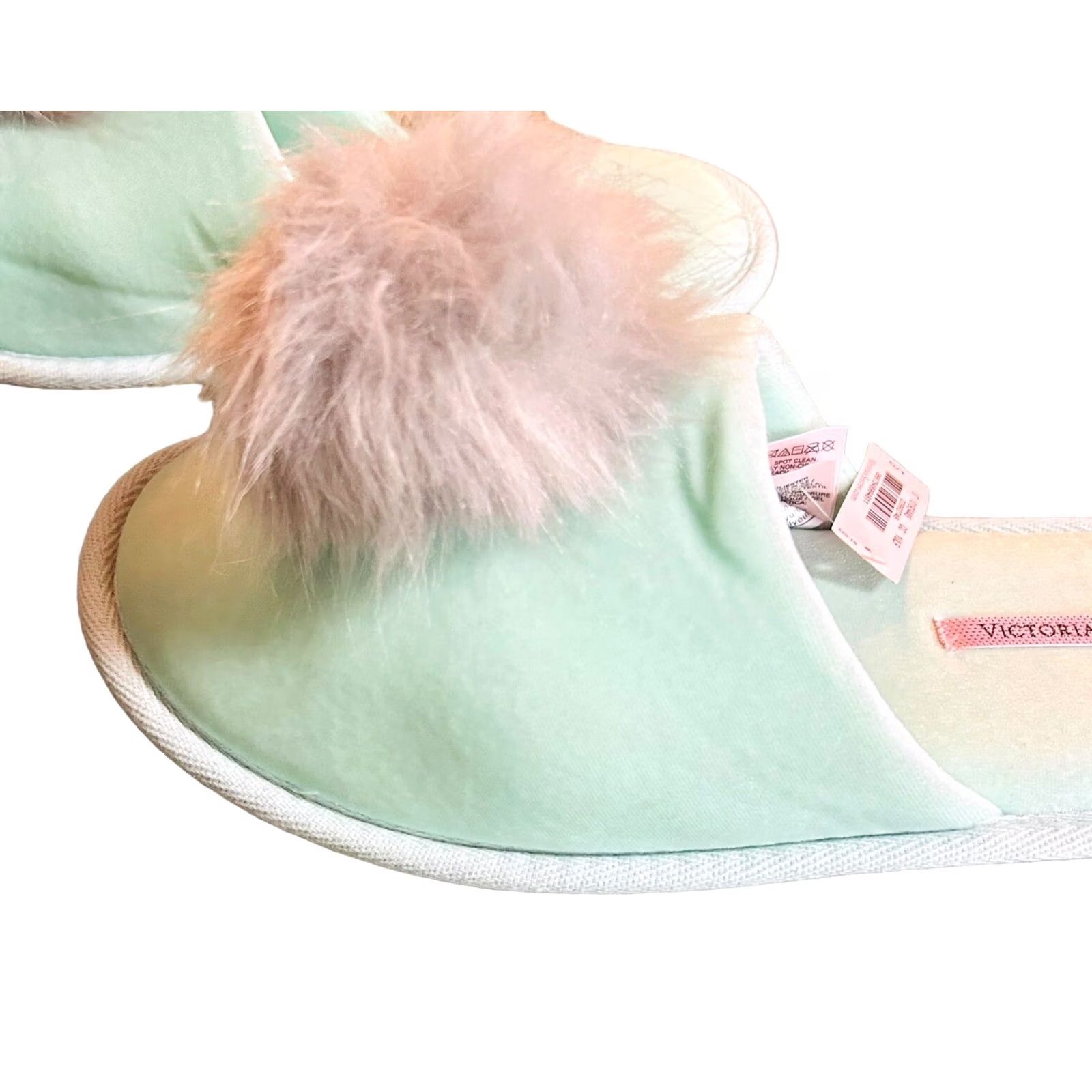 Victoria's Secret Victoria's Secret Slippers Mint Green Women LG 9/10 Gray Faux Fur Pom-Pom NWT Slippers Womens Size ONE SIZE - 5 Thumbnail