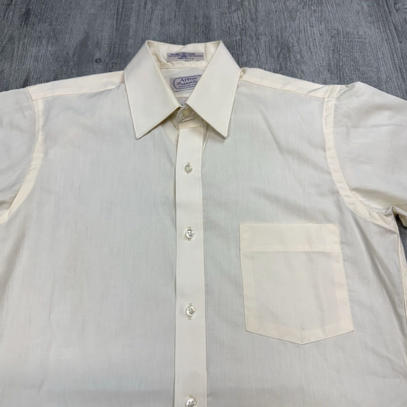 Arrow VTG ARROW USA POPLIN BUTTON-UP SHIRT MENS Short Sleeve White 14 1/2 Classic Fit Size 40R - 2 Thumbnail