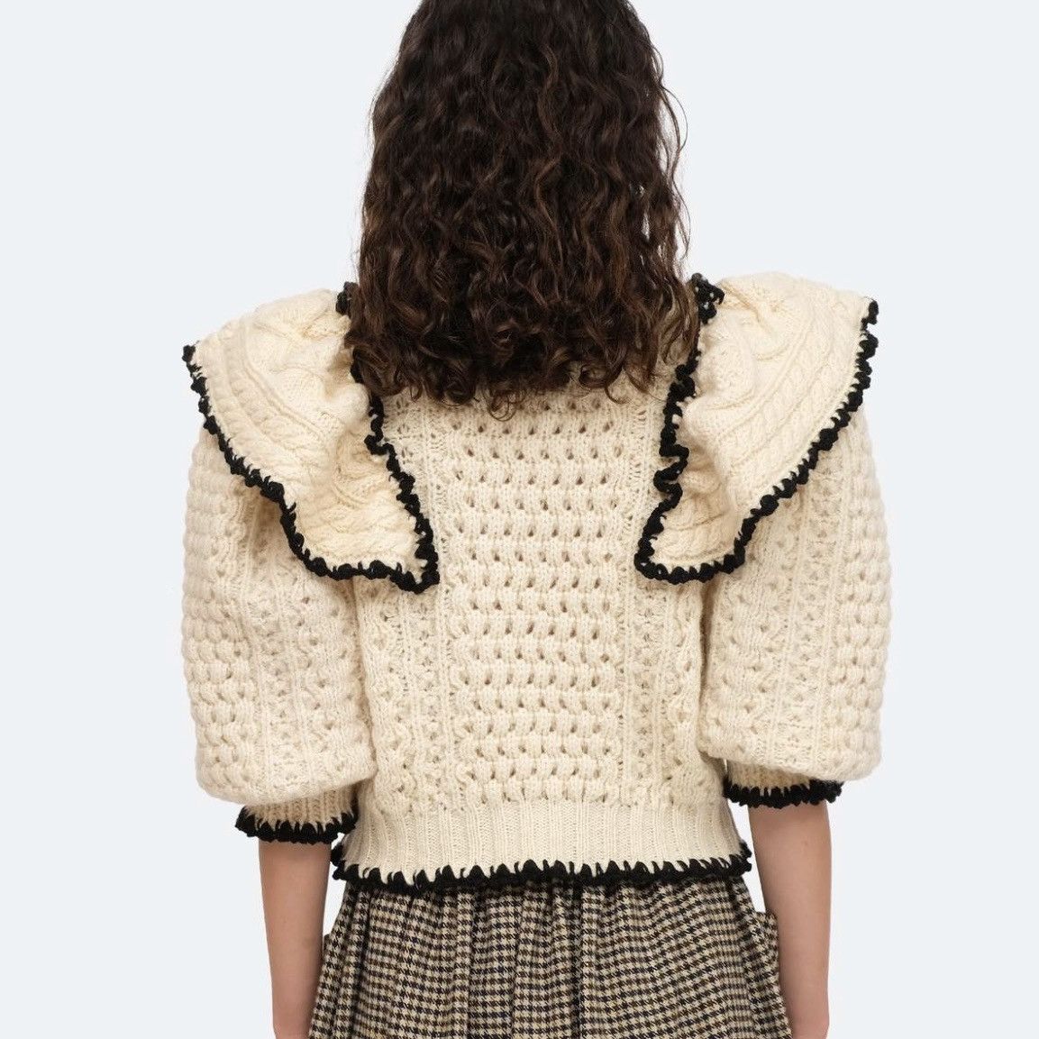 Sea New York Sea New York fisherman hand crochet puff sleeve sweater Size XS / US 0-2 / IT 36-38 - 4 Thumbnail