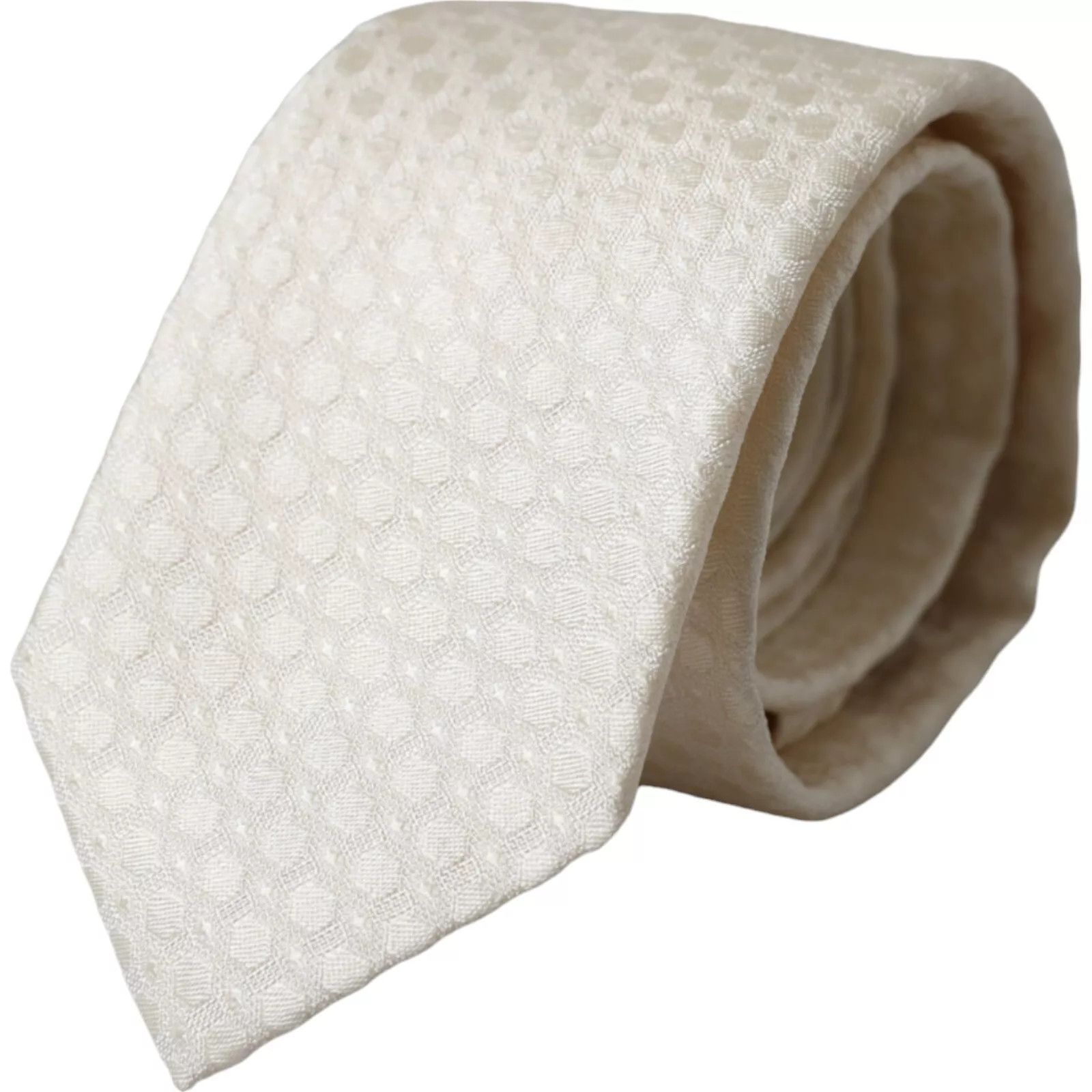 Dolce & Gabbana Off White Silk Adjustable NeckMen's Men Men's Tie Size ONE SIZE - 1 Thumbnail