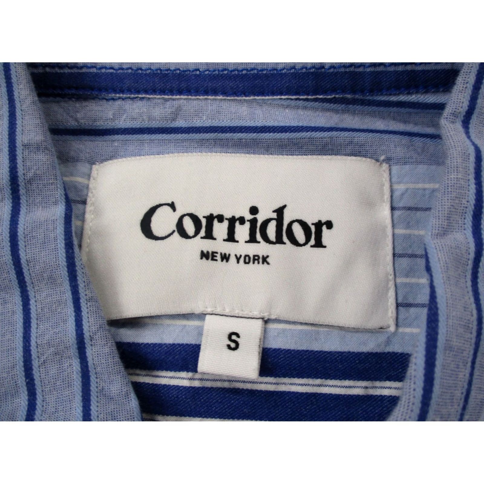 Corridor Corridor Shirt Mens S Blue Striped Button-Down Collared Knit Lightweight Casual Business Modern Preppy Size 36R - 6 Thumbnail