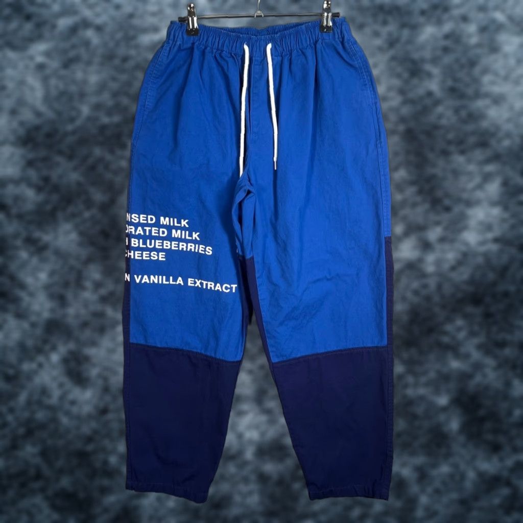 VINTAGE Flan Labs Blue Jogger Pants Womens Medium Cotton Recipe Print