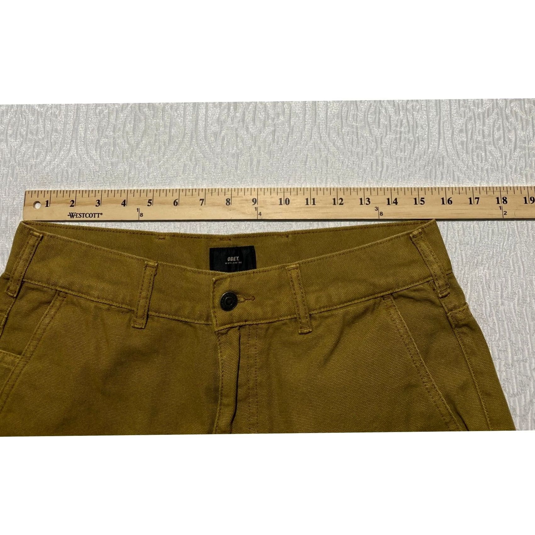 Obey Obey Carpenter Pants Mustard Yellow 30 Regular Canvas 5-Pocket Workwear Relaxed Straight Mens Size US 30 / EU 46 - 3 Thumbnail