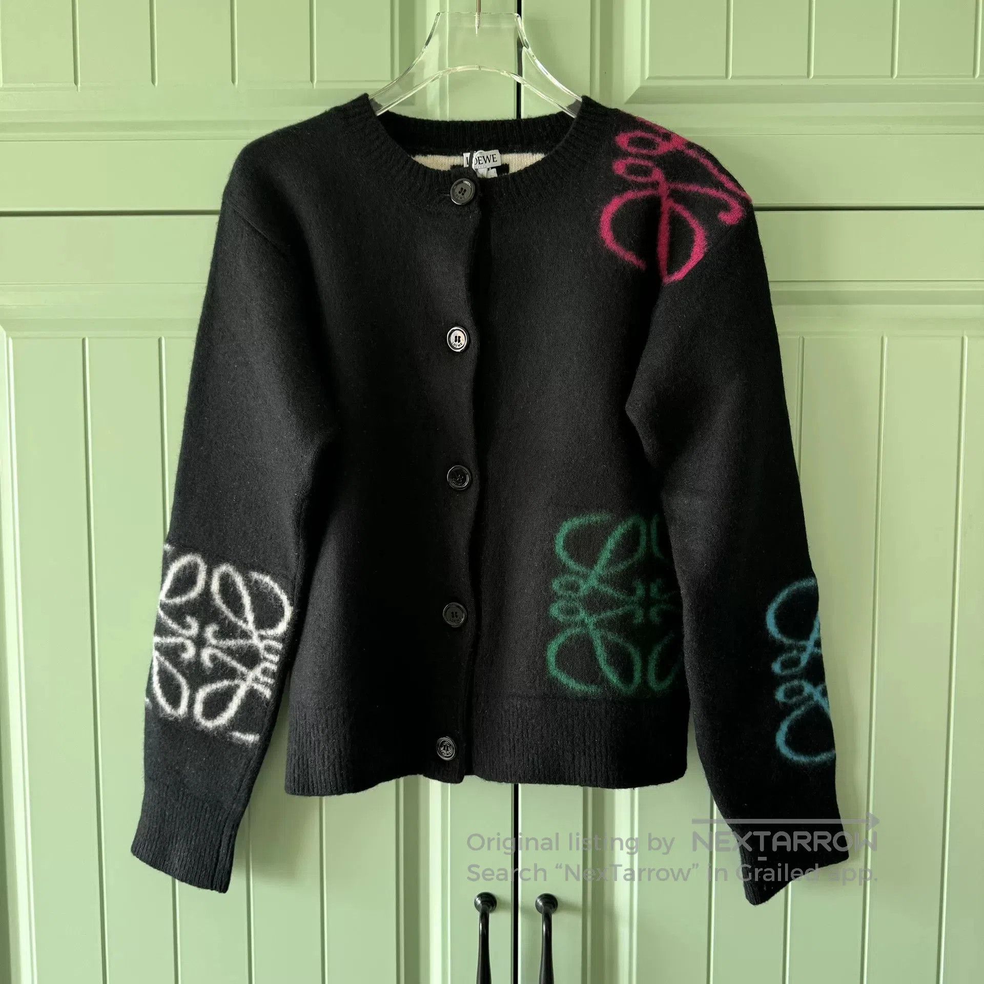 Loewe LOEWE Black Wool Cardigan with Logo. Size S / US 4 / IT 40 - 1 Thumbnail