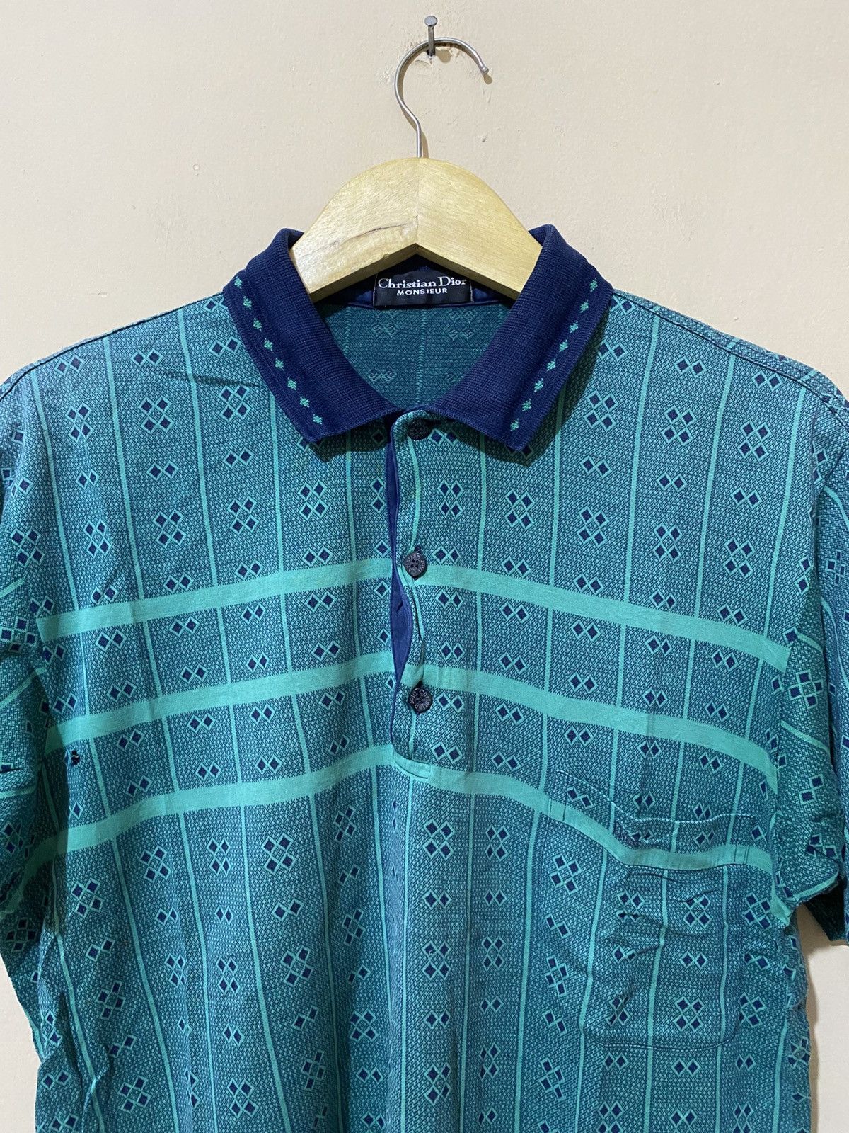 Dior 90s Christian Dior Monsieur Pattern Polo Shirt Size US L / EU 52-54 / 3 - 3 Thumbnail