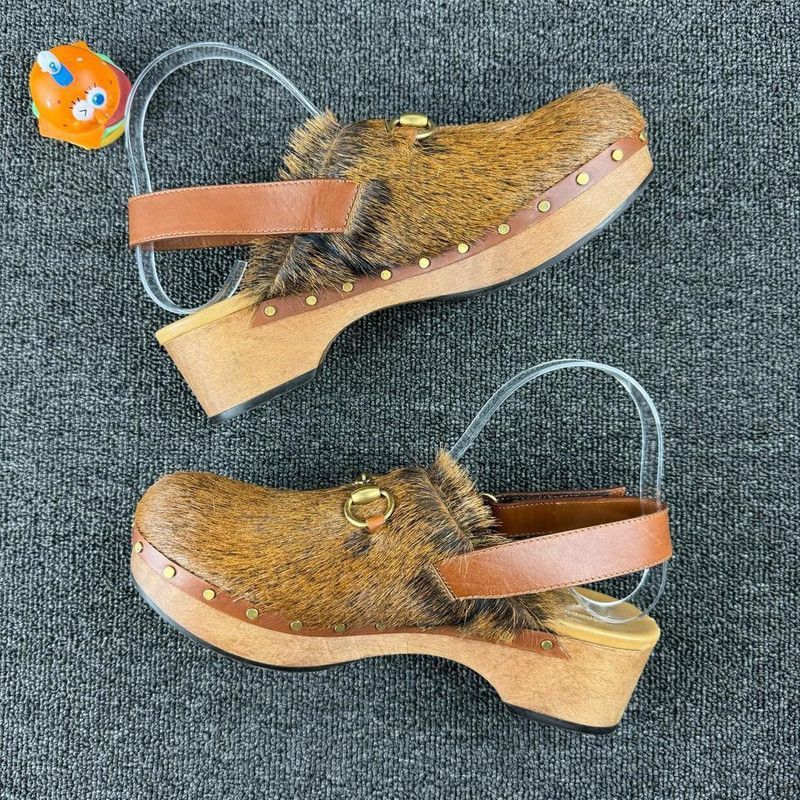 Gucci Gucci Brown Fur-Clad High Heel Clogs - Size US 8.5 / EU 41-42 - 3 Thumbnail