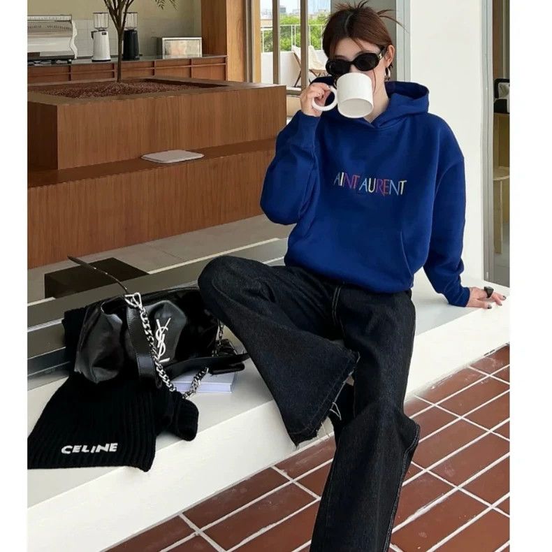 Yves Saint Laurent Saint Laurent Embroidered logo hoodie 2502-Nextarrow Size US XL / EU 56 / 4 - 7 Thumbnail