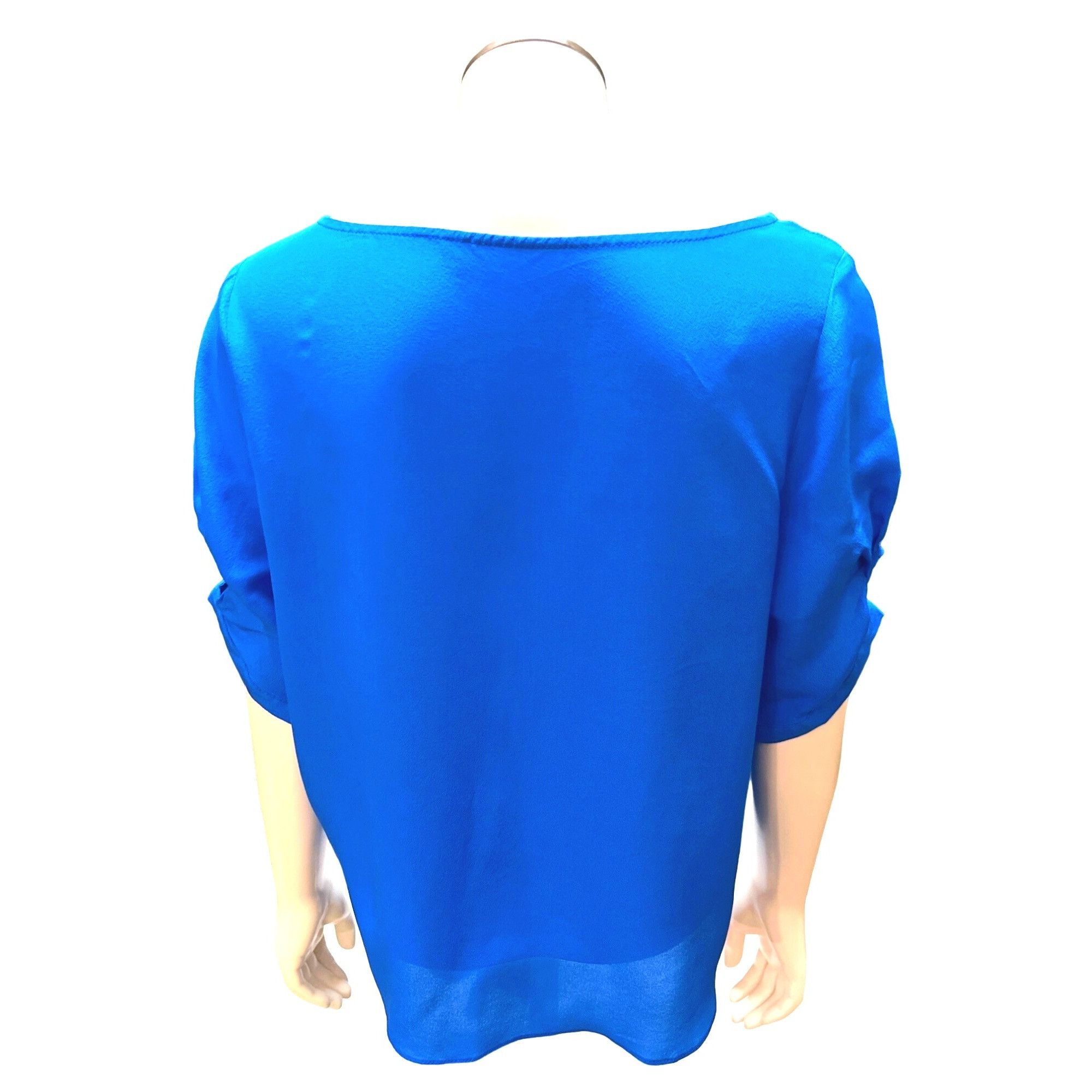 Other CCC Silk Tie Knot Blouse Cobalt Royal Blue Crew Neck Size Ex Size S / US 4 / IT 40 - 3 Thumbnail