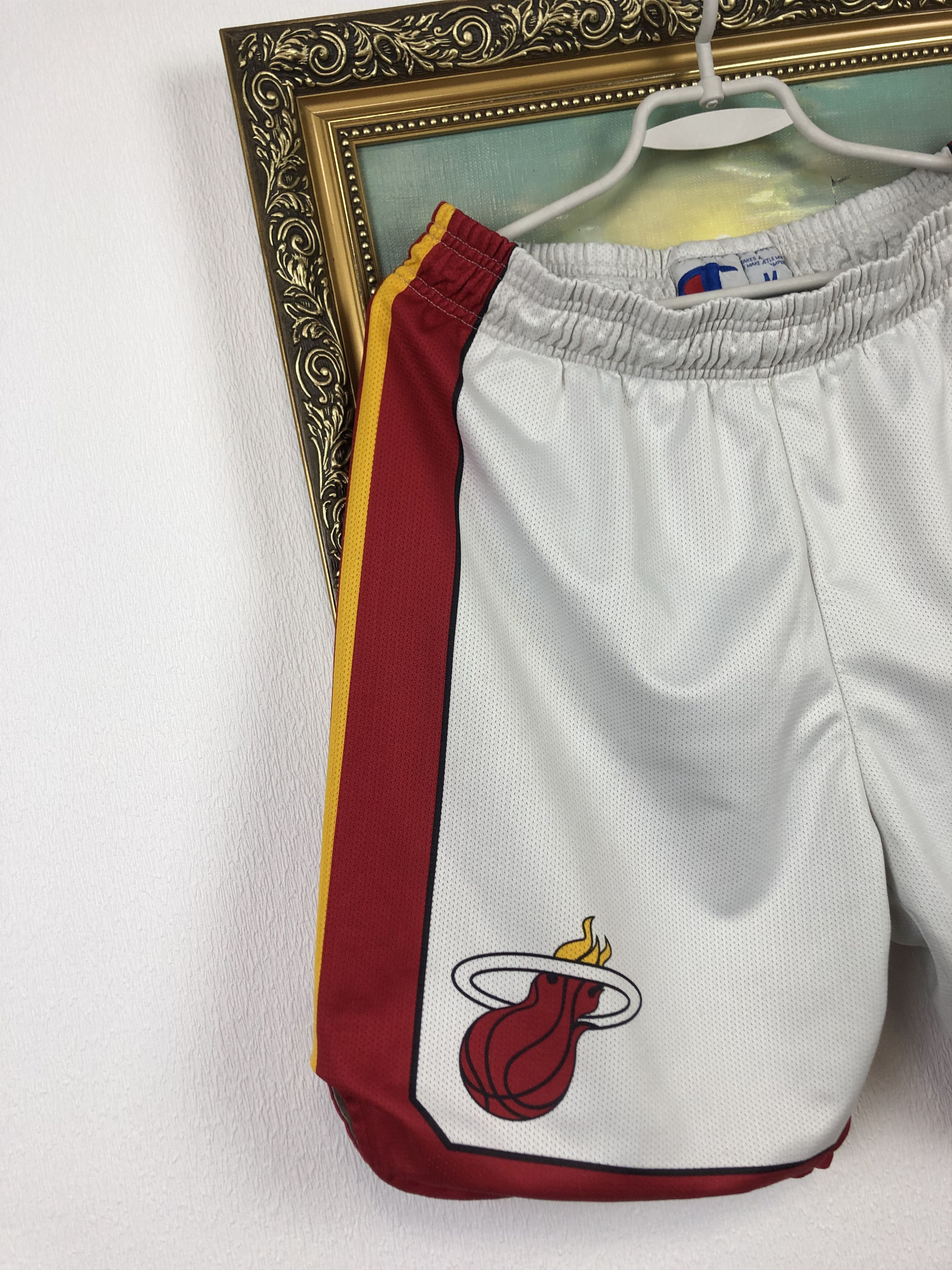 Vintage Champion Basketball Shorts White Miami Heat NBA M