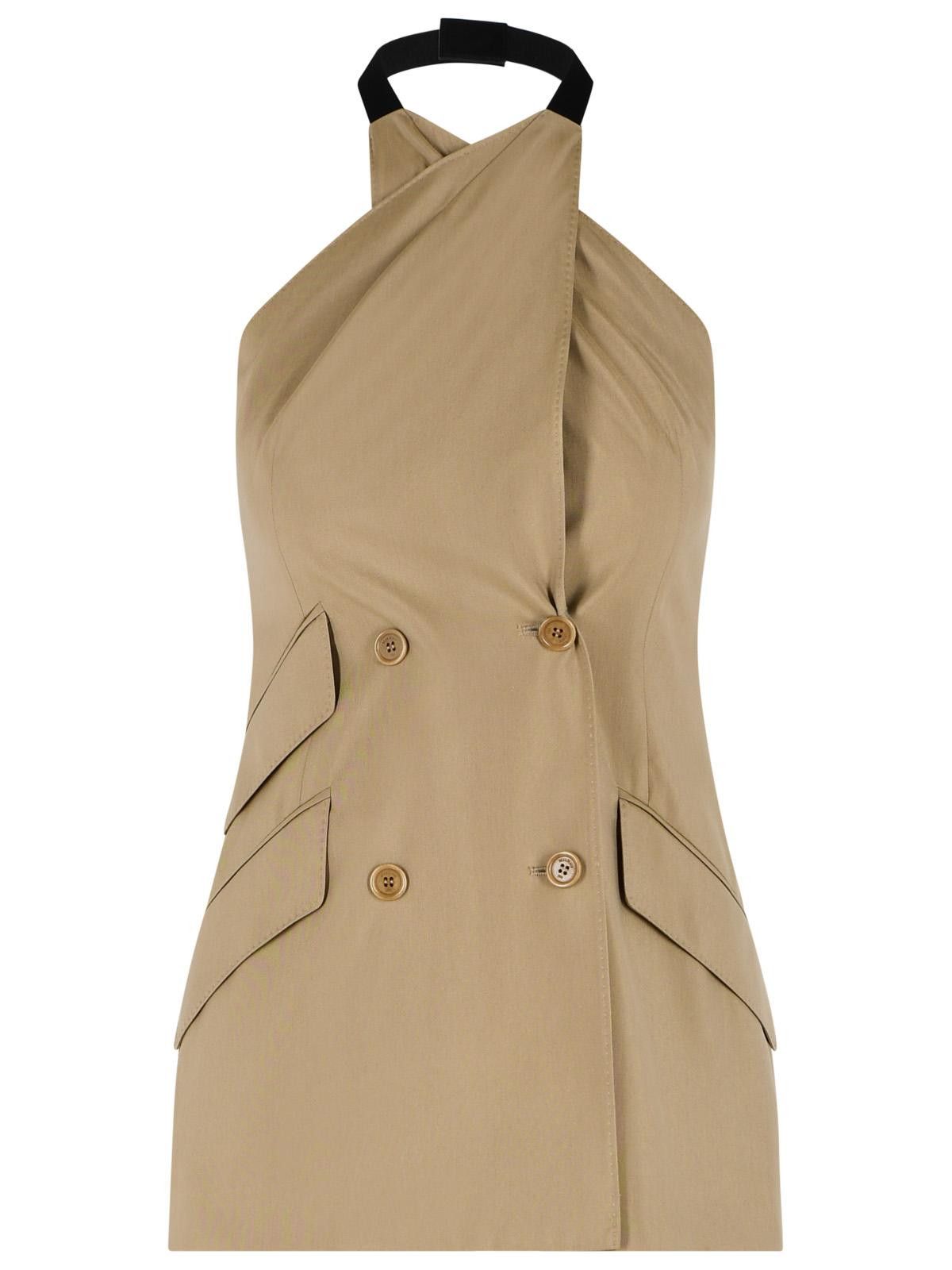 Max Mara MAX MARA 'Nuraghe' Sleeveless Jacket In Camel Wool And Silk Poplin Size M / US 6-8 / IT 42-44 - 1 Thumbnail