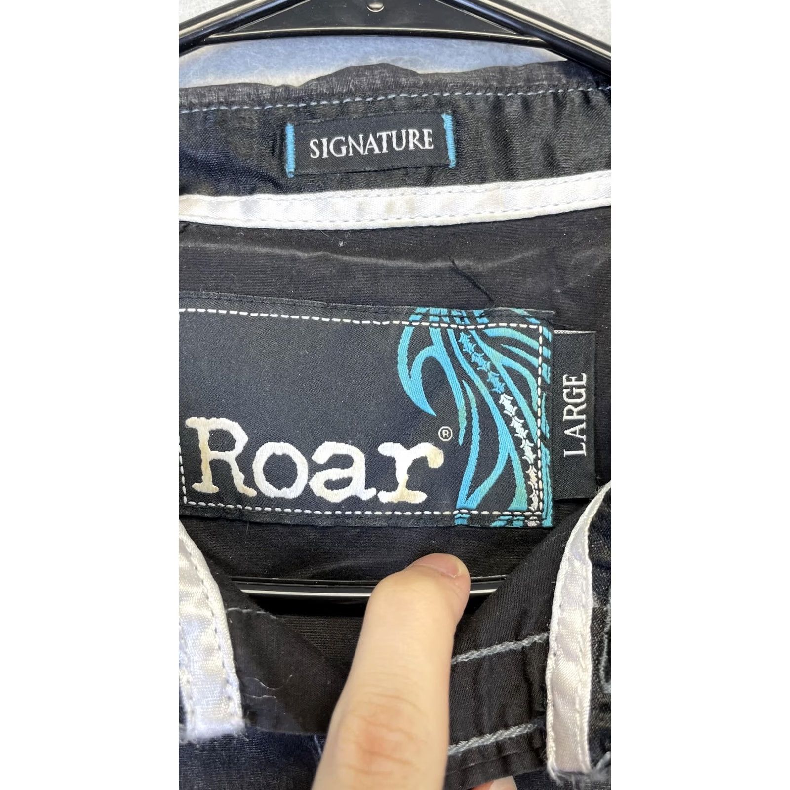 Roar Roar Shirt Mens Large Black Signature Embroidered Western Contrast Stitch Snap Size US L / EU 52-54 / 3 - 3 Thumbnail