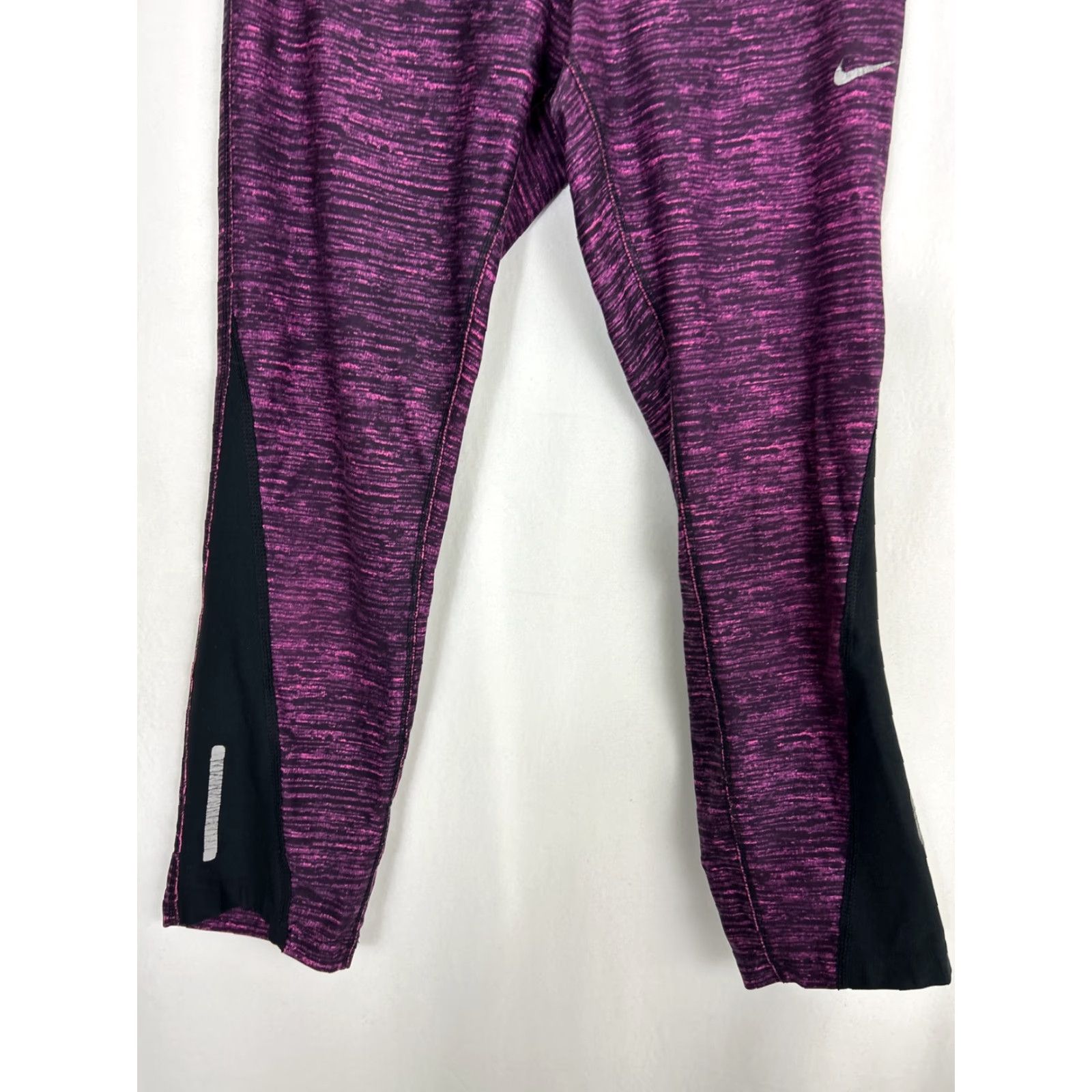 Nike Nike Womens Leggings Capri DriFit Drawstring M Black Pink 28x24 Activewear Womens Size 32" / US 10 / IT 46 - 2 Thumbnail