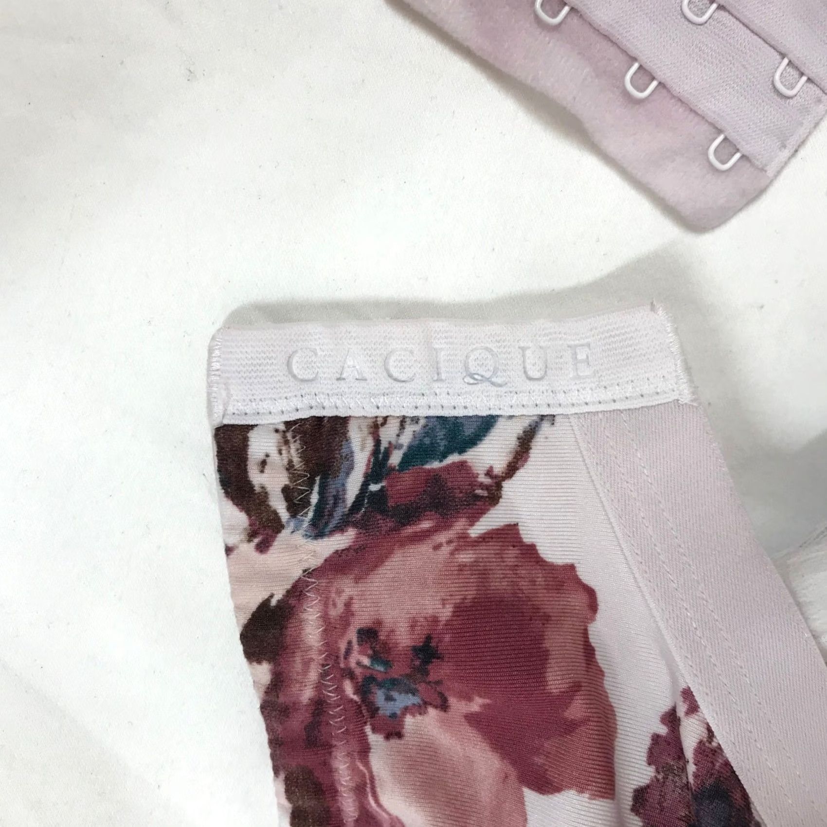 Vintage Cacique Balconette Bra 42DDD Floral Mauve White Underwire Support Size ONE SIZE - 5 Thumbnail