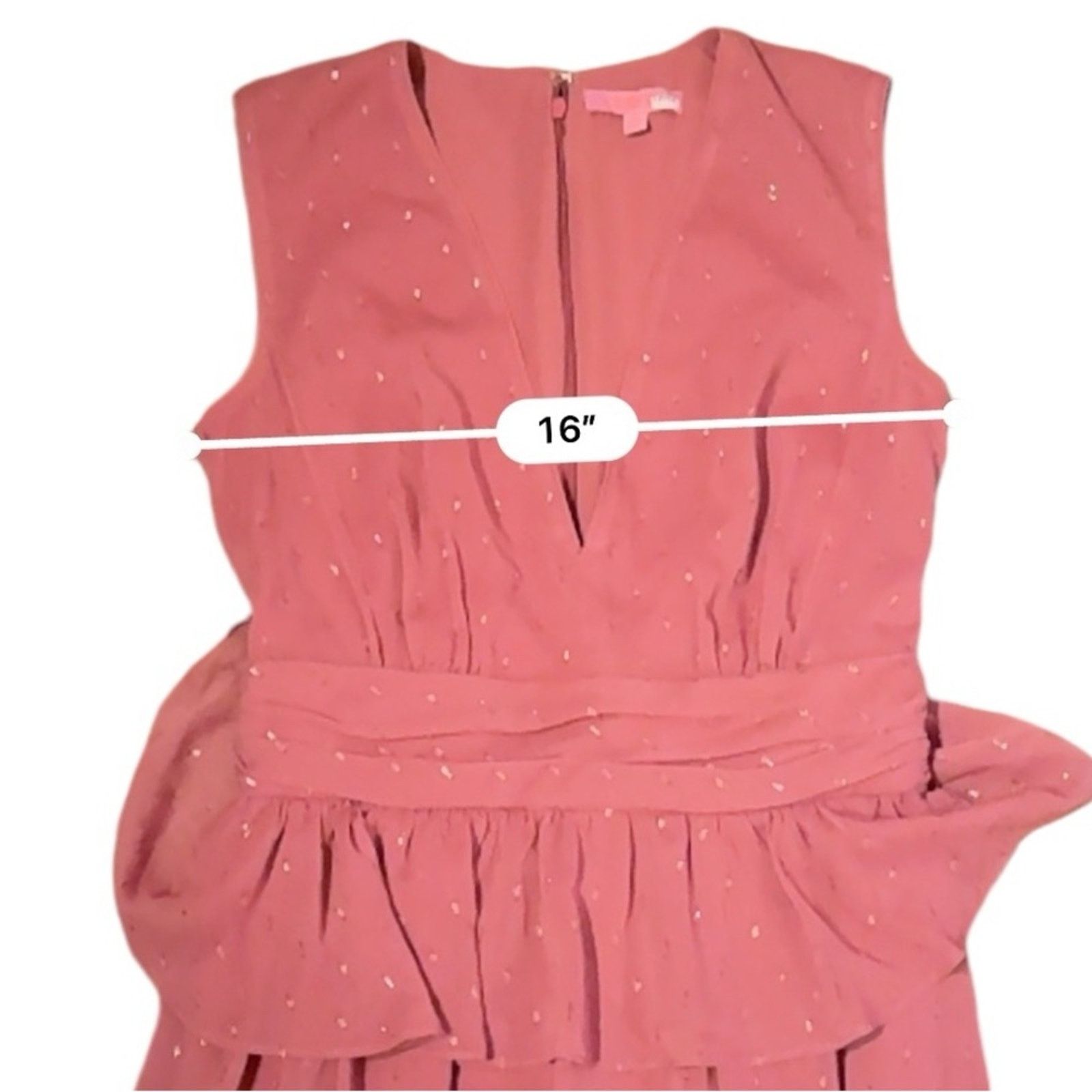 REVOLVE LDT Pink Rose Metallic Peplum Waist V Neck Maxi Gown Dress Size S / US 4 / IT 40 - 9 Thumbnail