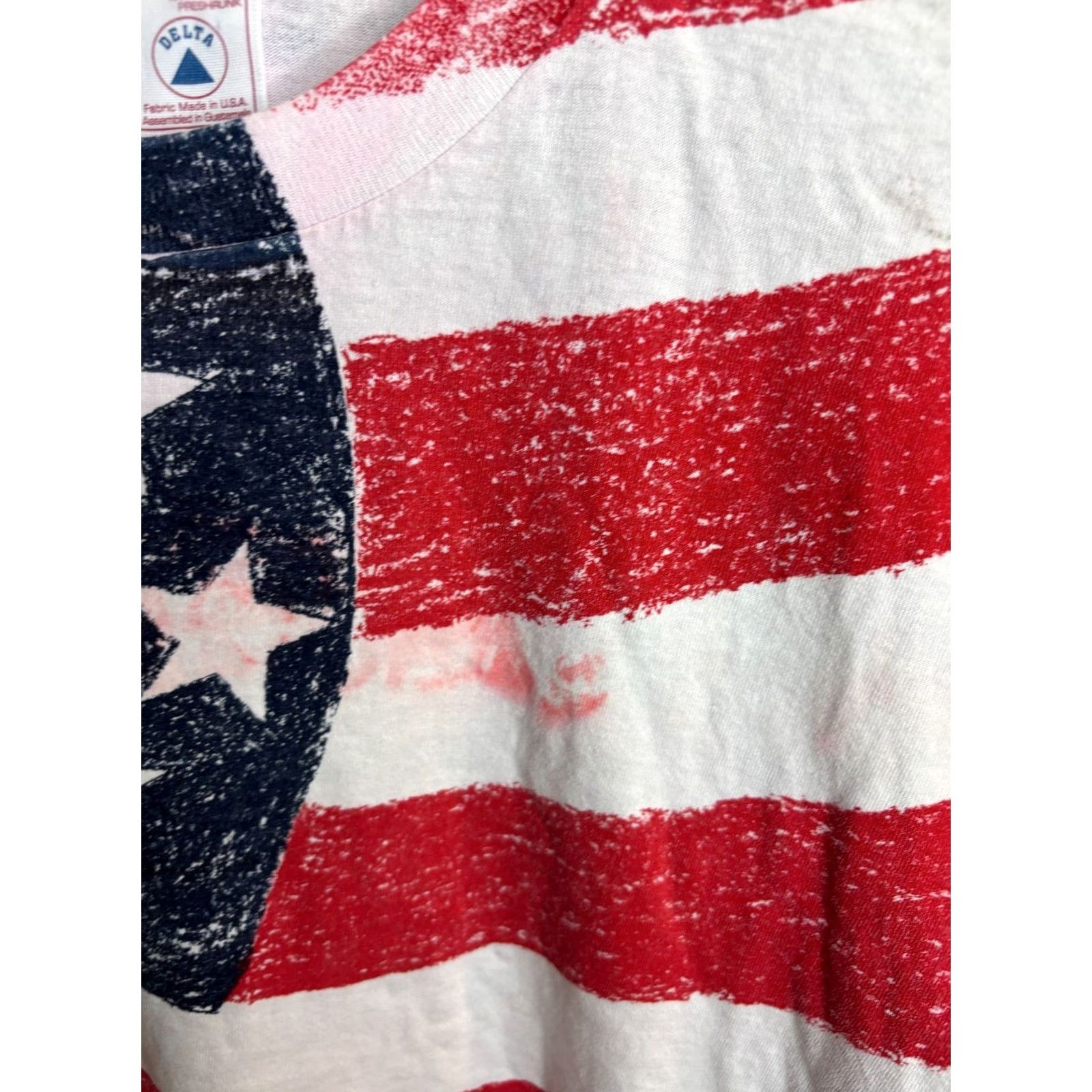 Delta Delta American Flag All Over Print Vintage T Shirt L White Cotton 90s Mens AOP 6055 Size US L / EU 52-54 / 3 - 4 Thumbnail