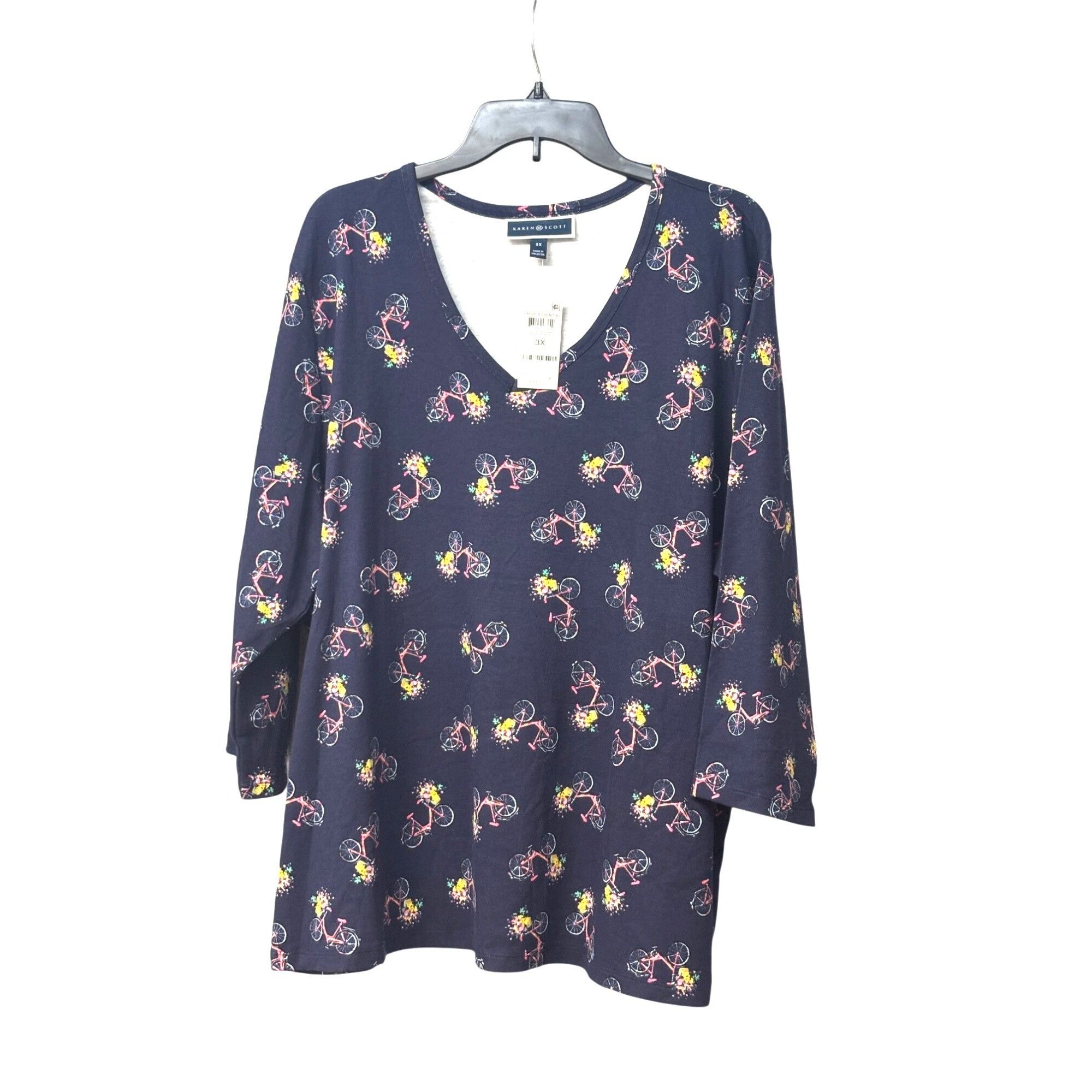 Other Karen Scott Plus Size 3/4-Sleeve Bicycle Dream Top, Intrepid Size ONE SIZE - 2 Thumbnail