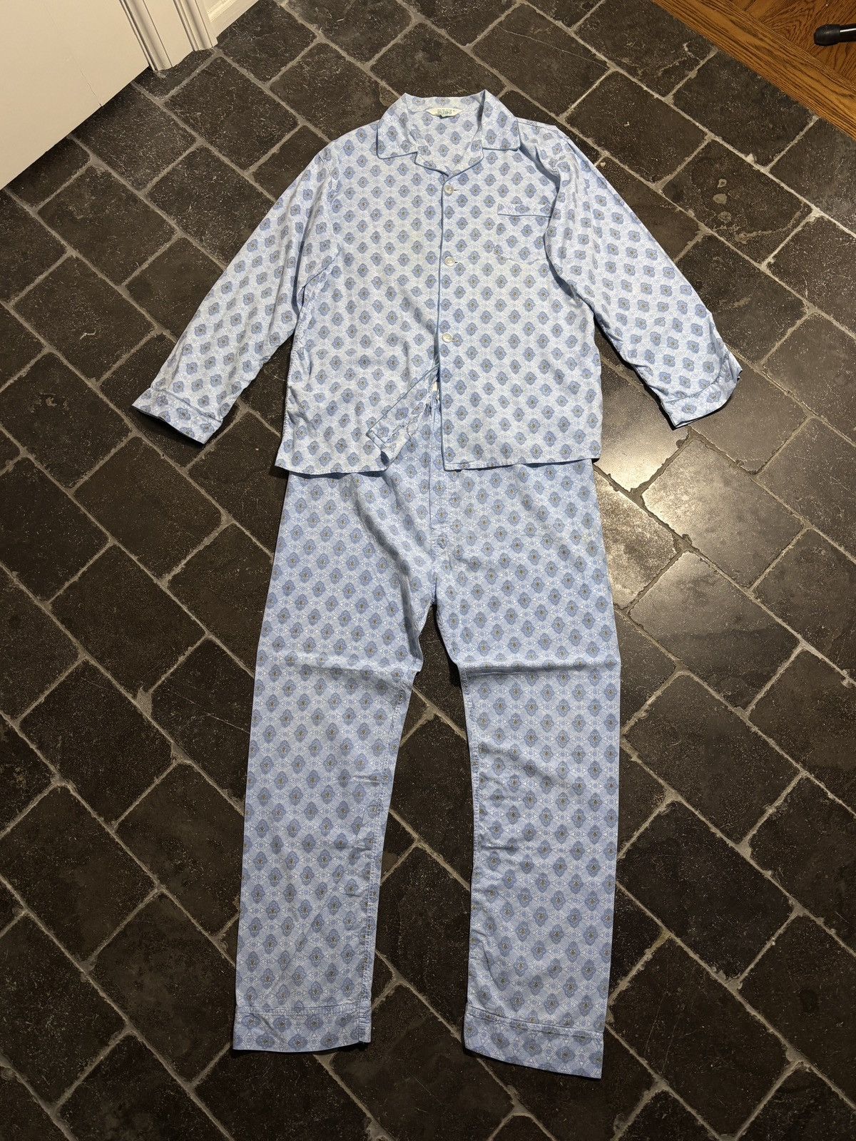 Vintage 1970s Pajama Set True Vintage Two Piece Sleep Suit Pants Top Size US 38 / EU 54 - 2 Thumbnail