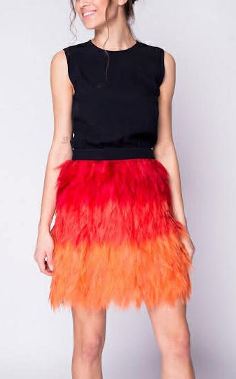 Victoria Beckham Victoria Beckham Black Orange Ombre Feather Mini Dress US8 Size M / US 6-8 / IT 42-44 - 1 Thumbnail