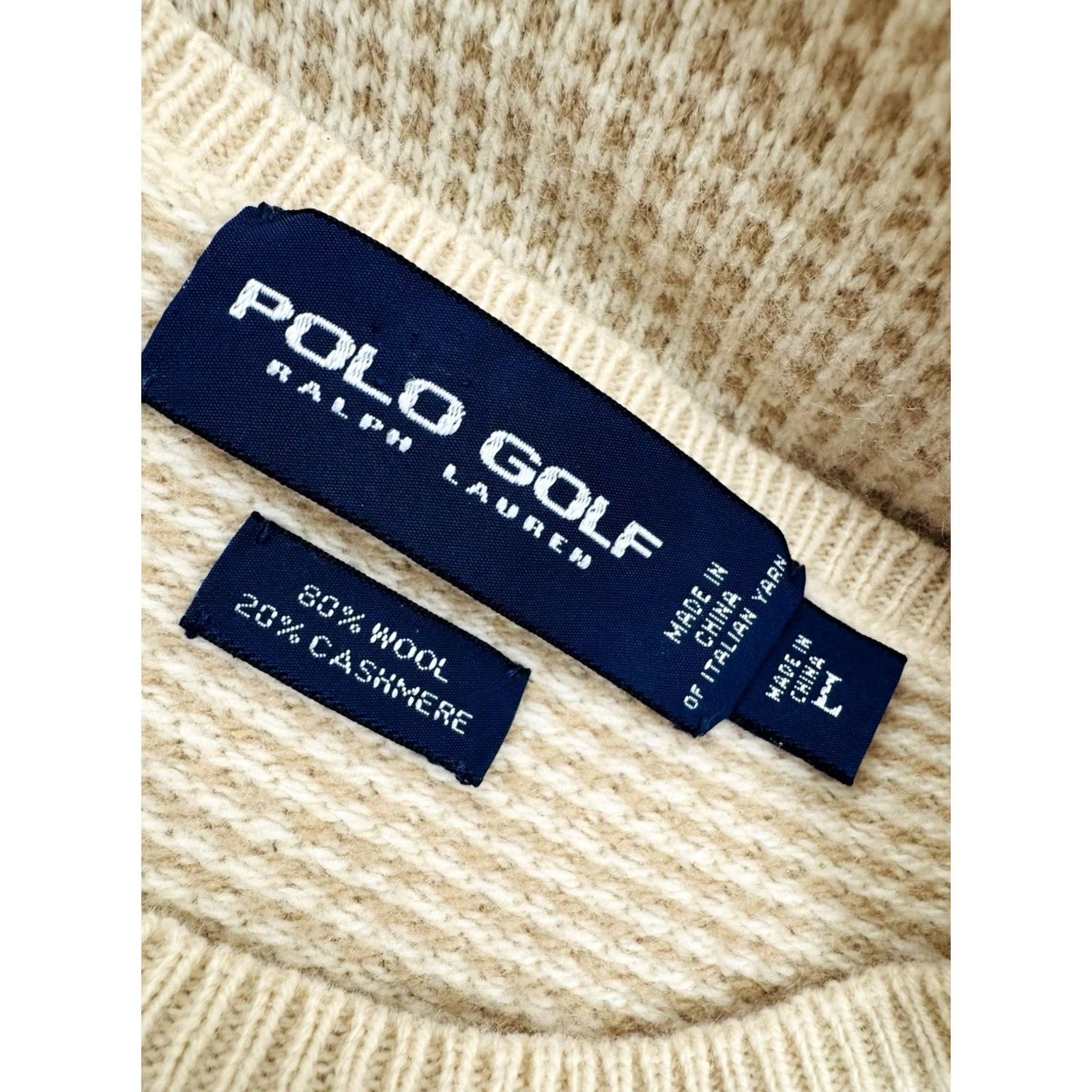 Ralph Lauren RALPH LAUREN POLO GOLF - CASHMERE WOOL BLEND Knit Sweater L Mens Beige Cream Pullover Size US L / EU 52-54 / 3 - 5 Thumbnail