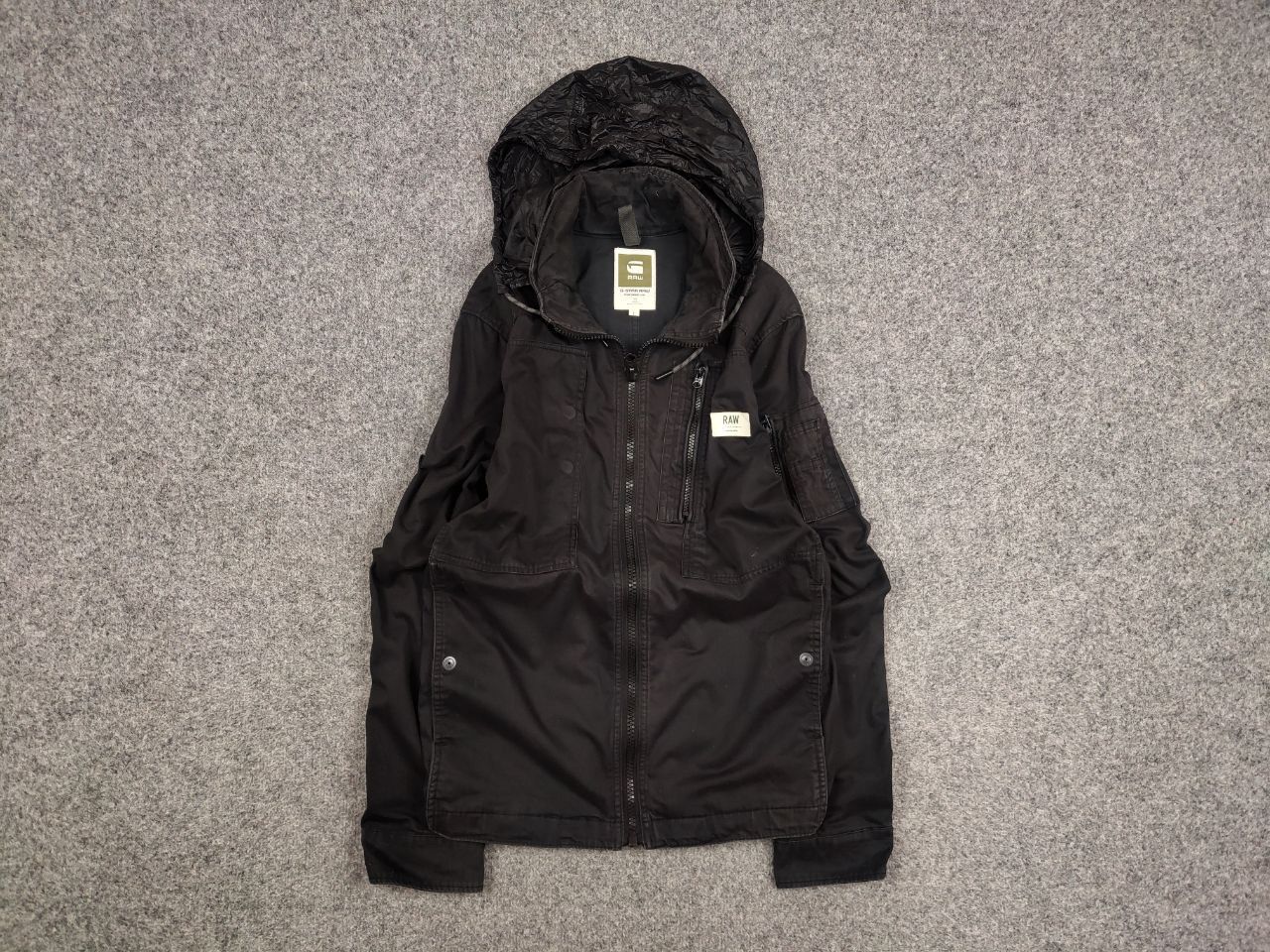 G-Star G Star Raw Powel Overshirt Black Pocket Zip Hooded Jacket Size US L / EU 52-54 / 3 - 1 Thumbnail
