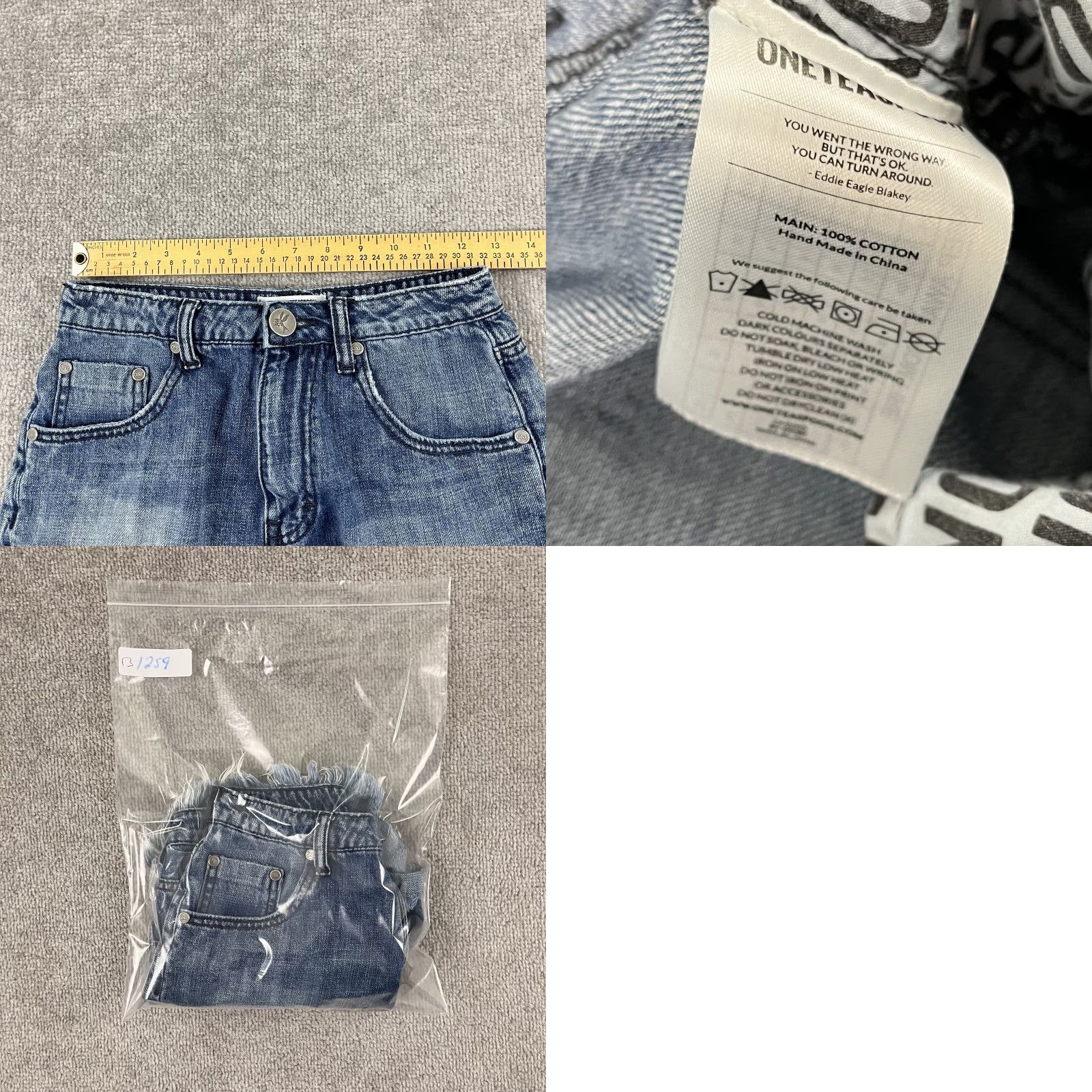 Vintage One x OneTeaspoon Bandits Jean Shorts Womens Sz 26 / 2" Blue Cuff Hem High Waist Size 26" / US 2 / IT 38 - 8 Thumbnail