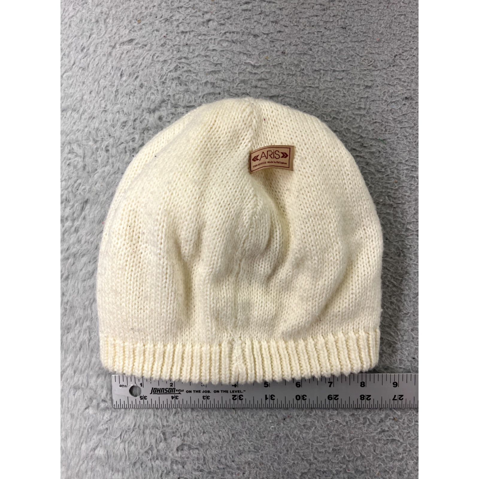 Vintage Aris Beanie Womens One Size White Cable Knit Acrylic Winter Ski Size ONE SIZE - 4 Thumbnail