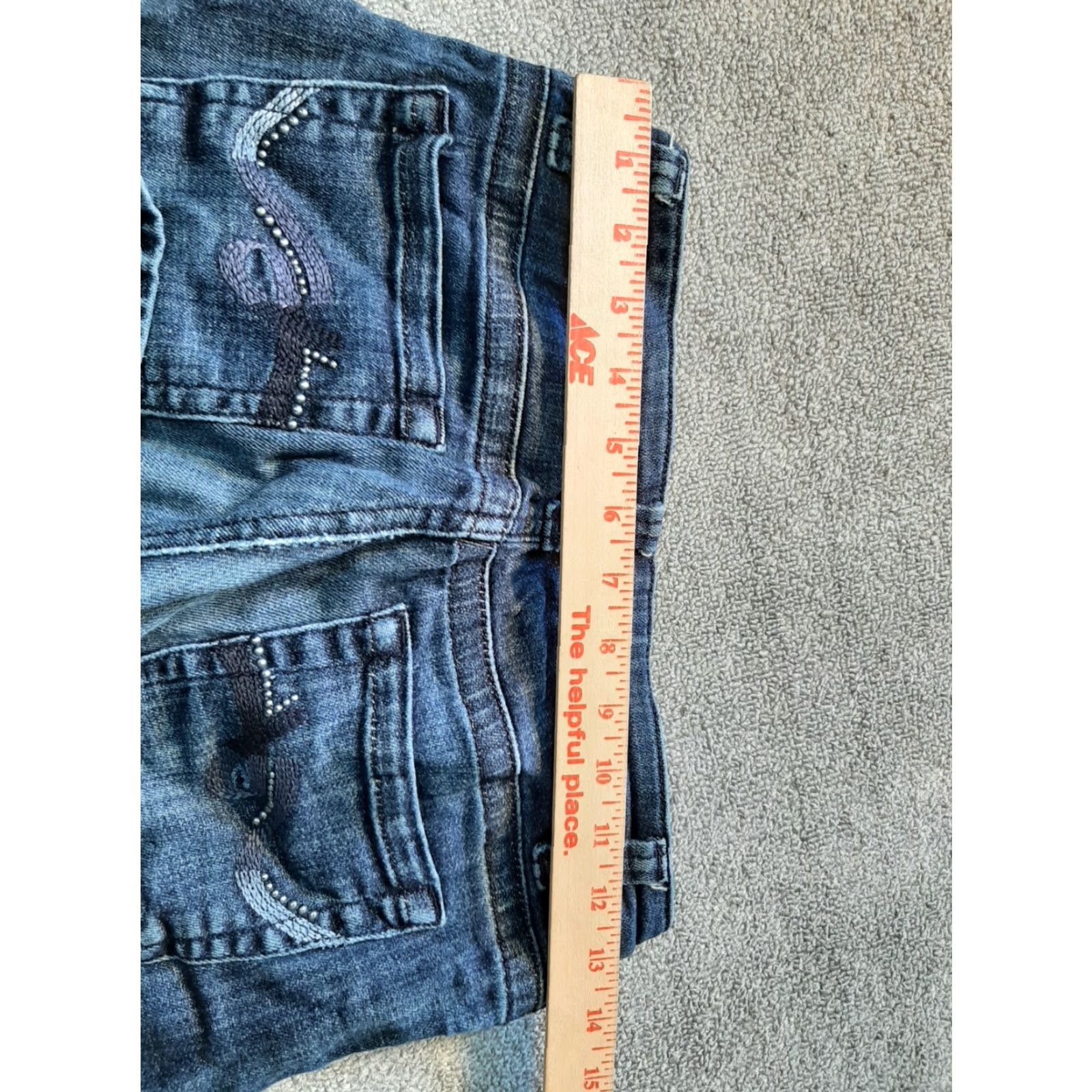 Lee Lee Slender Secret Jeans Womens Size 28x29 Denim Beaded Pockets Low rise Size 28" / US 6 / IT 42 - 4 Thumbnail